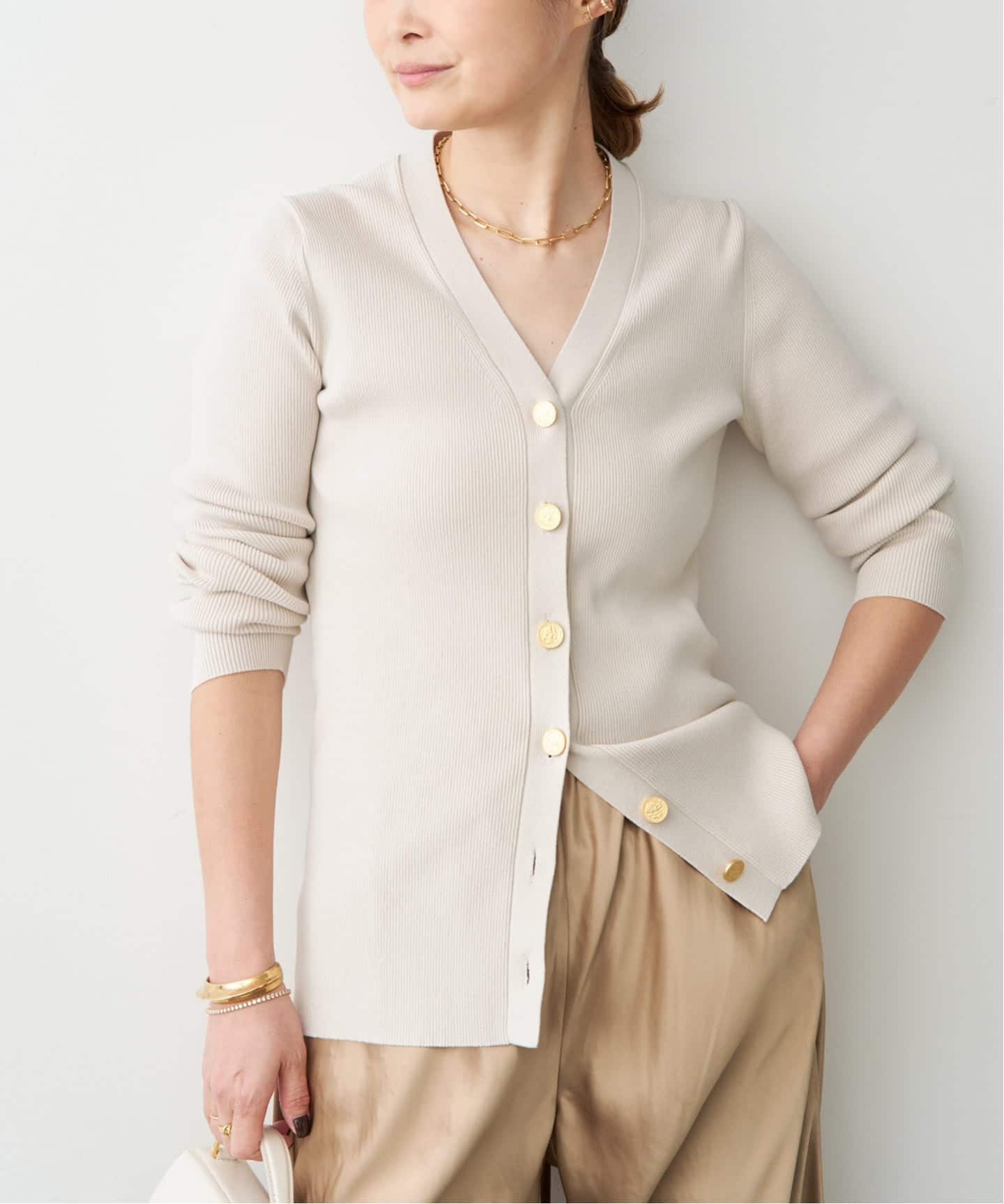 ドゥーズィエムクラス DINER B RIB Vネックカーディガン 予約》*DINER RIB Vネックカーディガン（カーディガン）｜Deuxieme