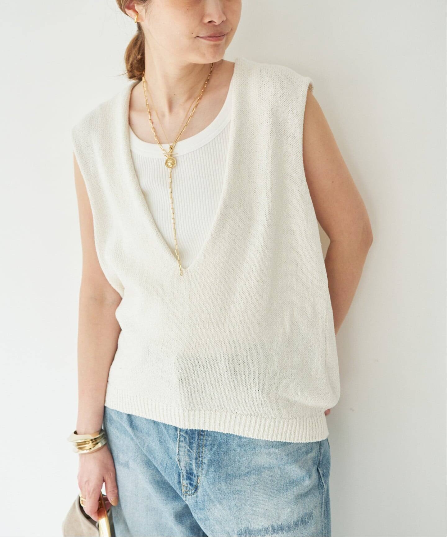 Deuxieme Classe Lily Linen Vネック ベスト Lily Linen Vネック ベスト（ベスト）｜Deuxieme Classe
