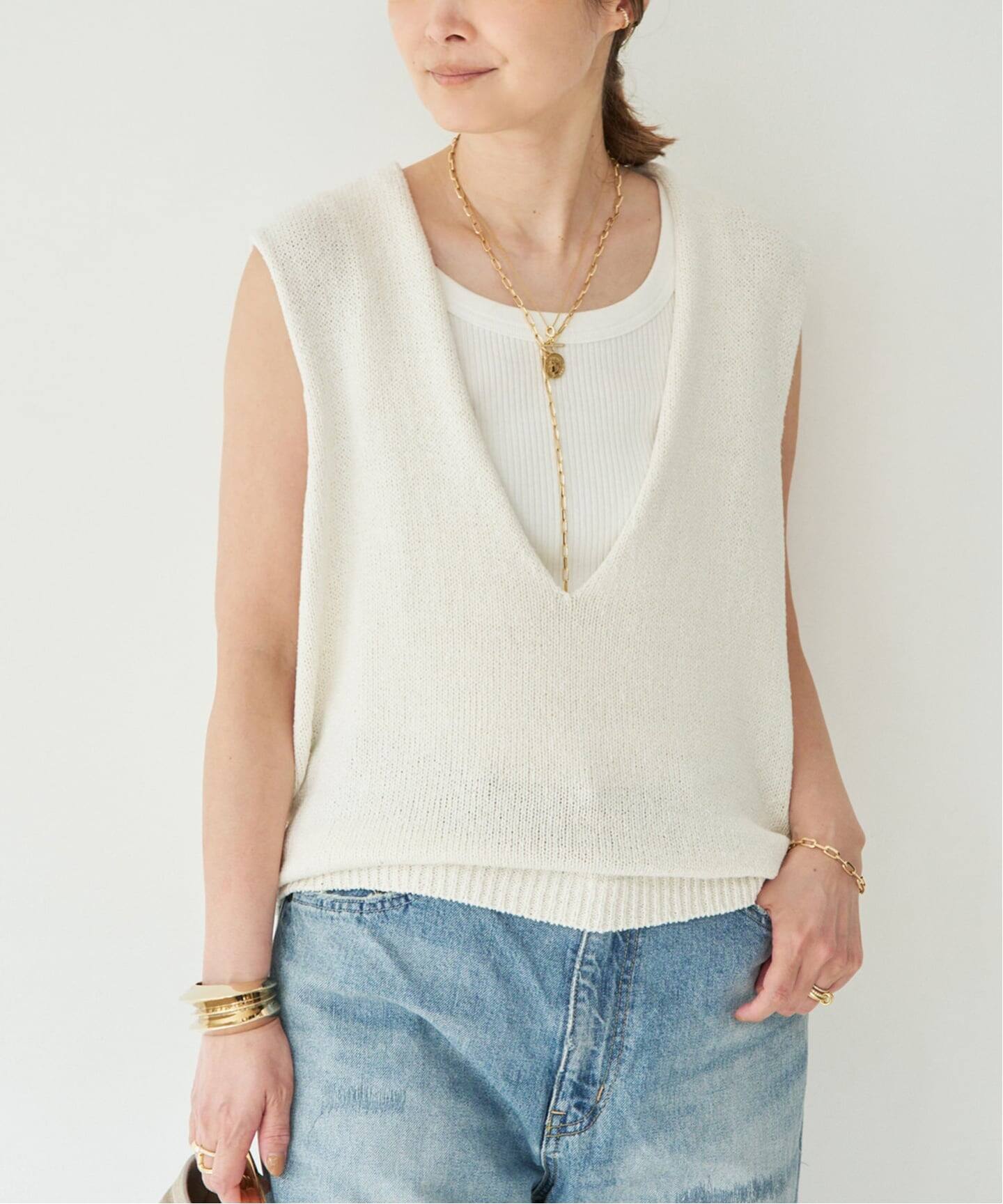 Deuxieme Classe Lily Linen Vネック ベスト Lily Linen Vネック ベスト（ベスト）｜Deuxieme Classe
