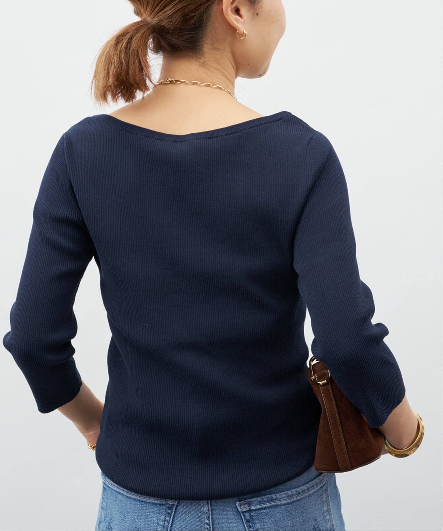 ドゥーズィエムクラス リブボート プルオーバー ネイビー ICE Rib Boat Neck プルオーバー（ニット／セーター）｜Deuxieme