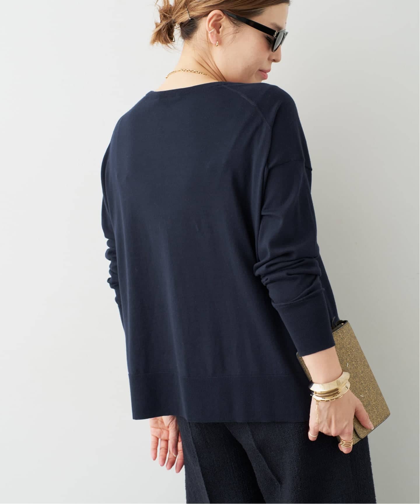 Deuxieme Classe Oversized Vネックセーター ネイビー CASHY OVER Vネック プルオーバー（ニット／セーター）｜Deuxieme