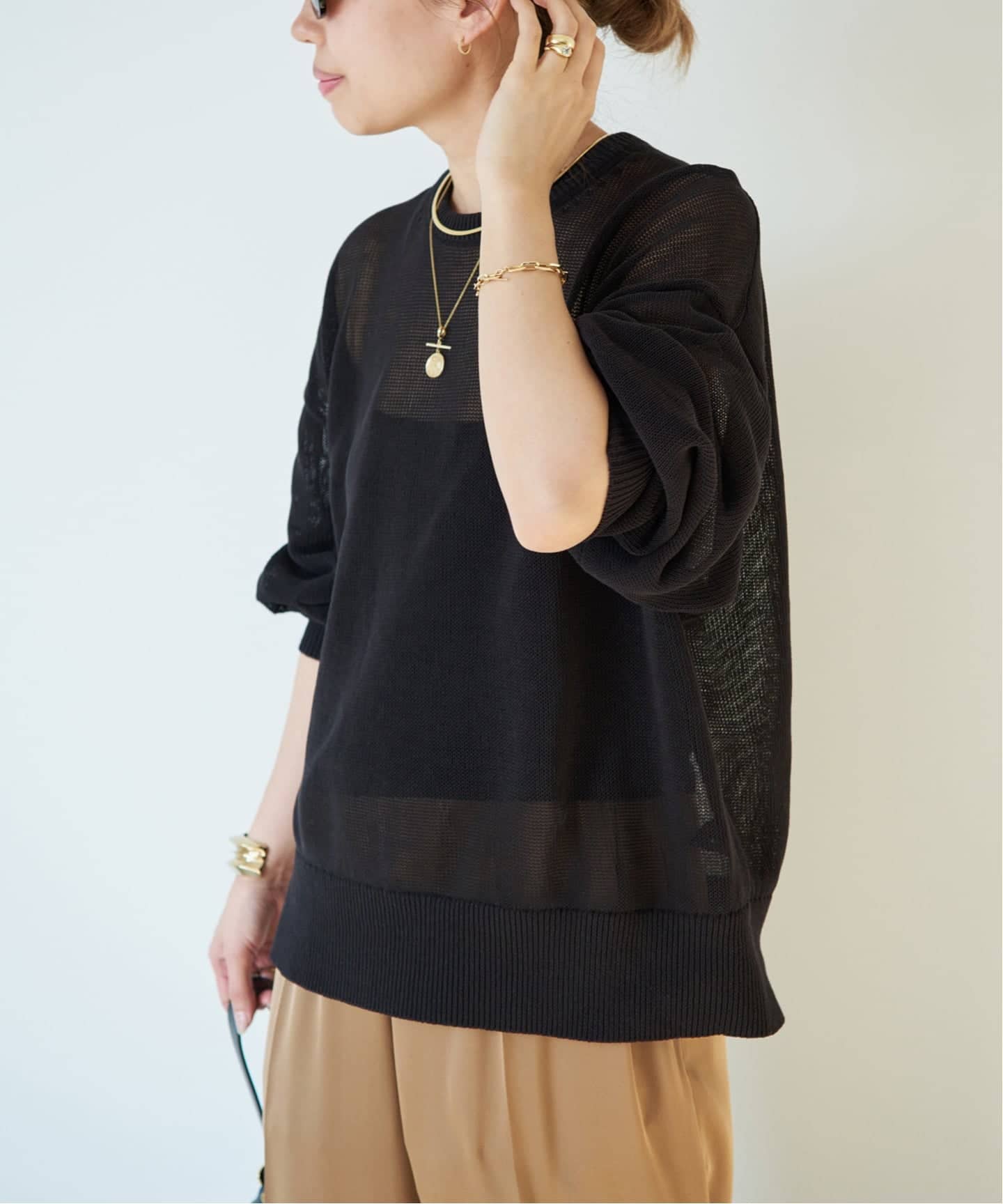 Deuxieme Classe *TONIC クルーネック プルオーバー 黒 TONIC クルーネック プルオーバー（ニット／セーター）｜Deuxieme