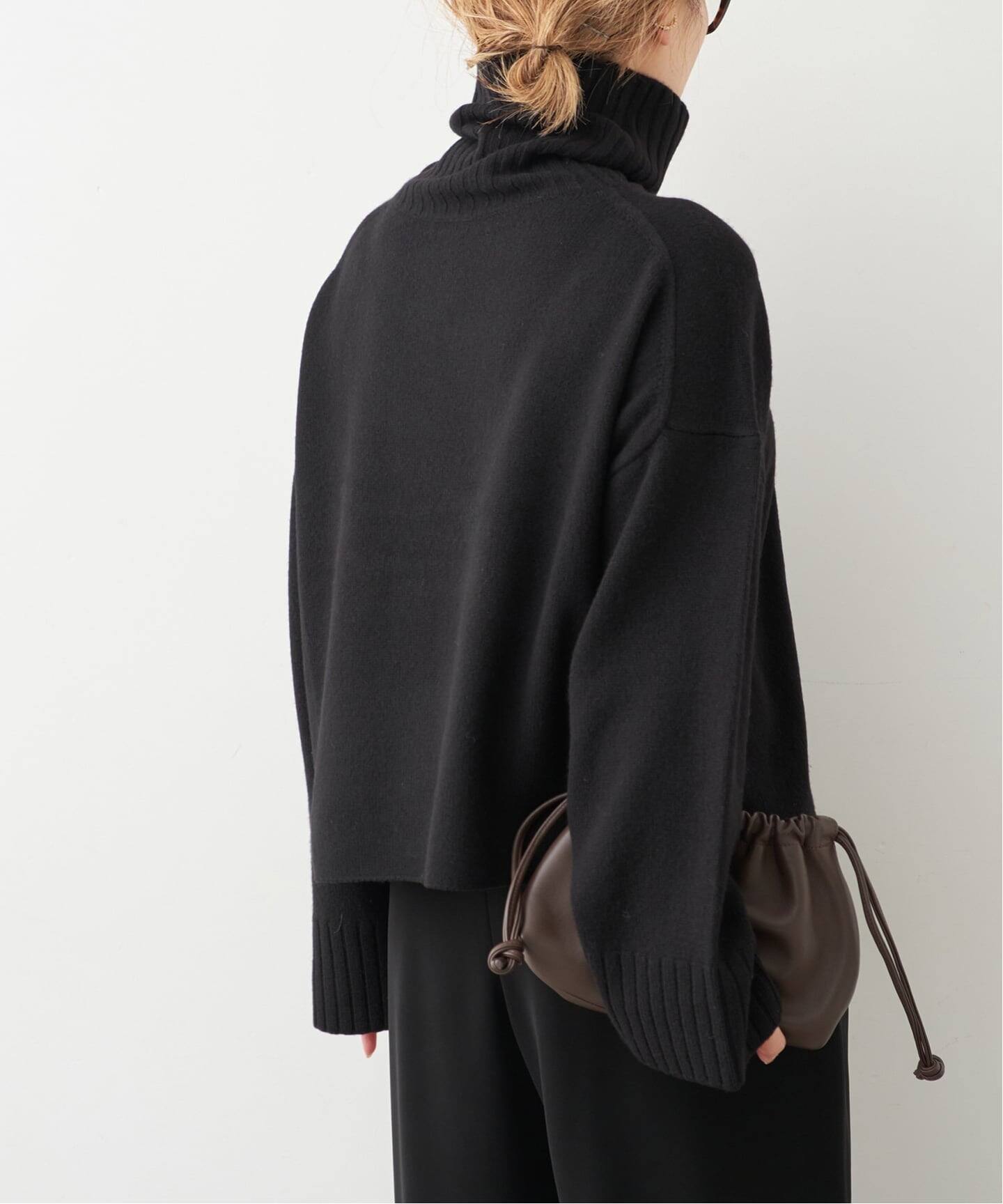 【一度着】大人気DeuxiemeClasseタートルニットニットブラック Deuxieme Classe ニット セーター *Cropped タートルネック レディース