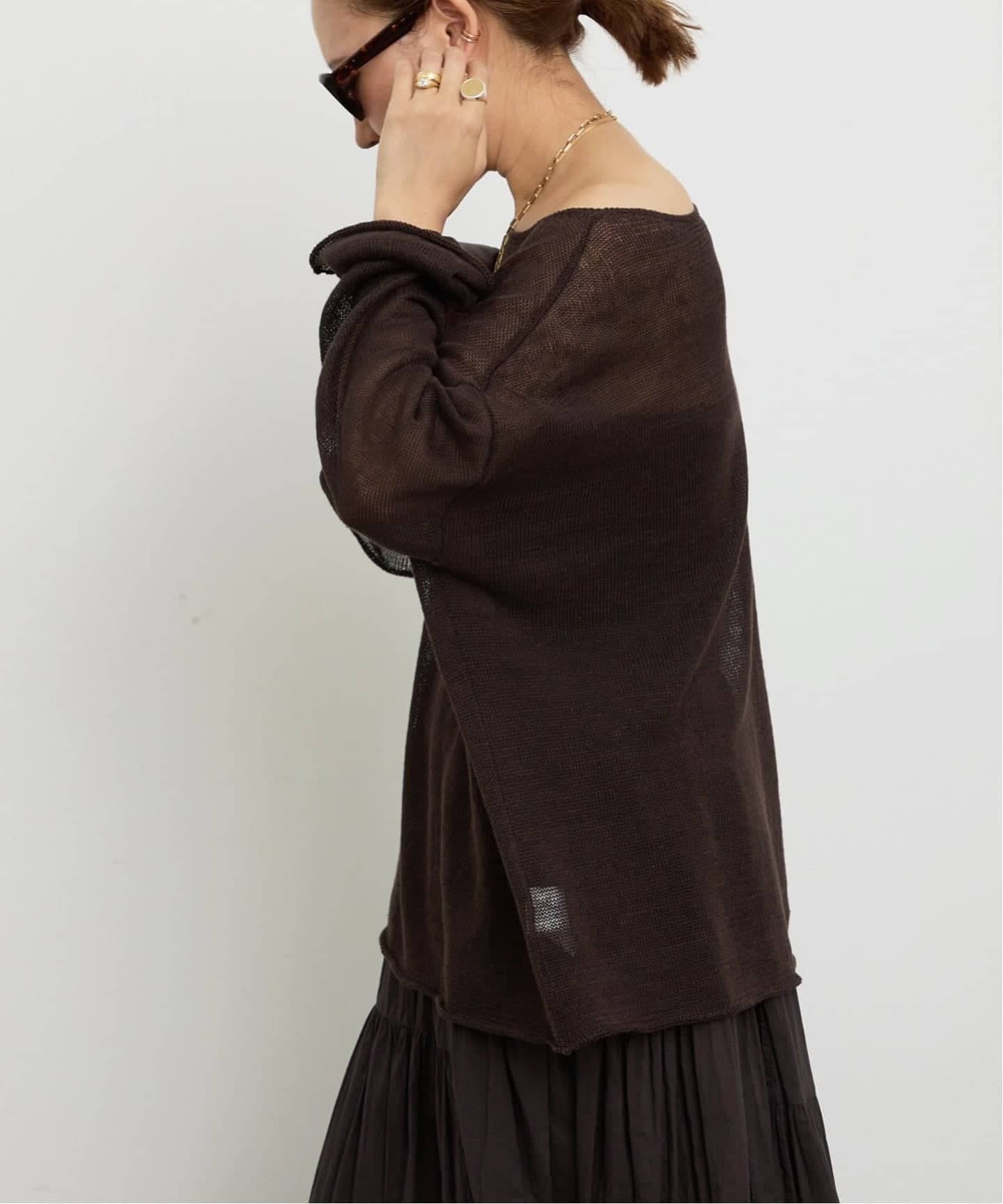 Deuxieme Classe/LINO Sheer プルオーバー ブラウン 予約》追加 LINO Sheer プルオーバー（ニット／セーター）｜Deuxieme