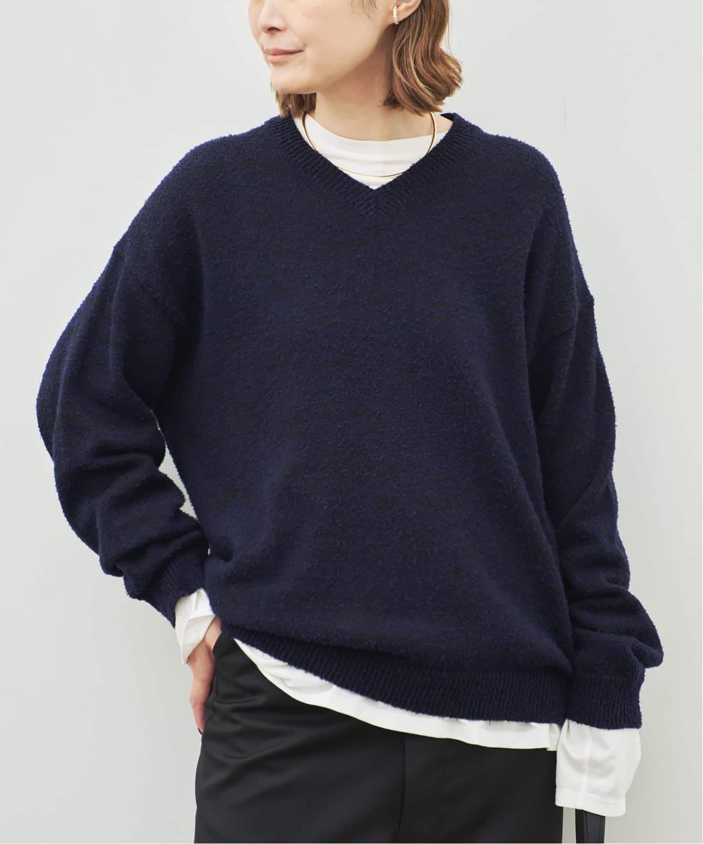 値下げ中‼️ Maison Margielaネイビー Vネック ニットトップス M MAISON MARGIELA/メゾン マルジェラ】 V-NECK（ニット／セーター