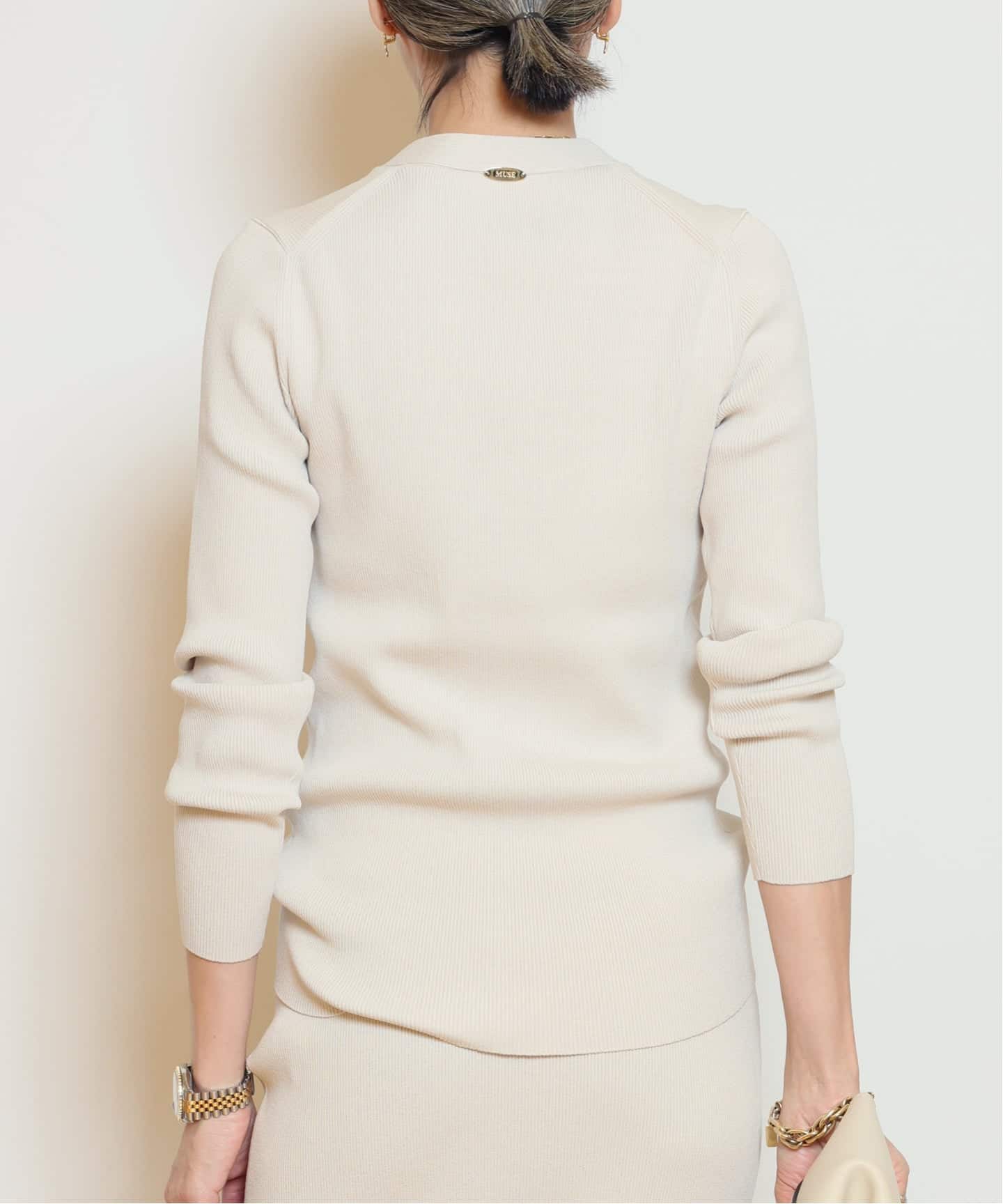 DINER B RIB Vネック カーディガン（カーディガン）｜MUSE de Deuxieme