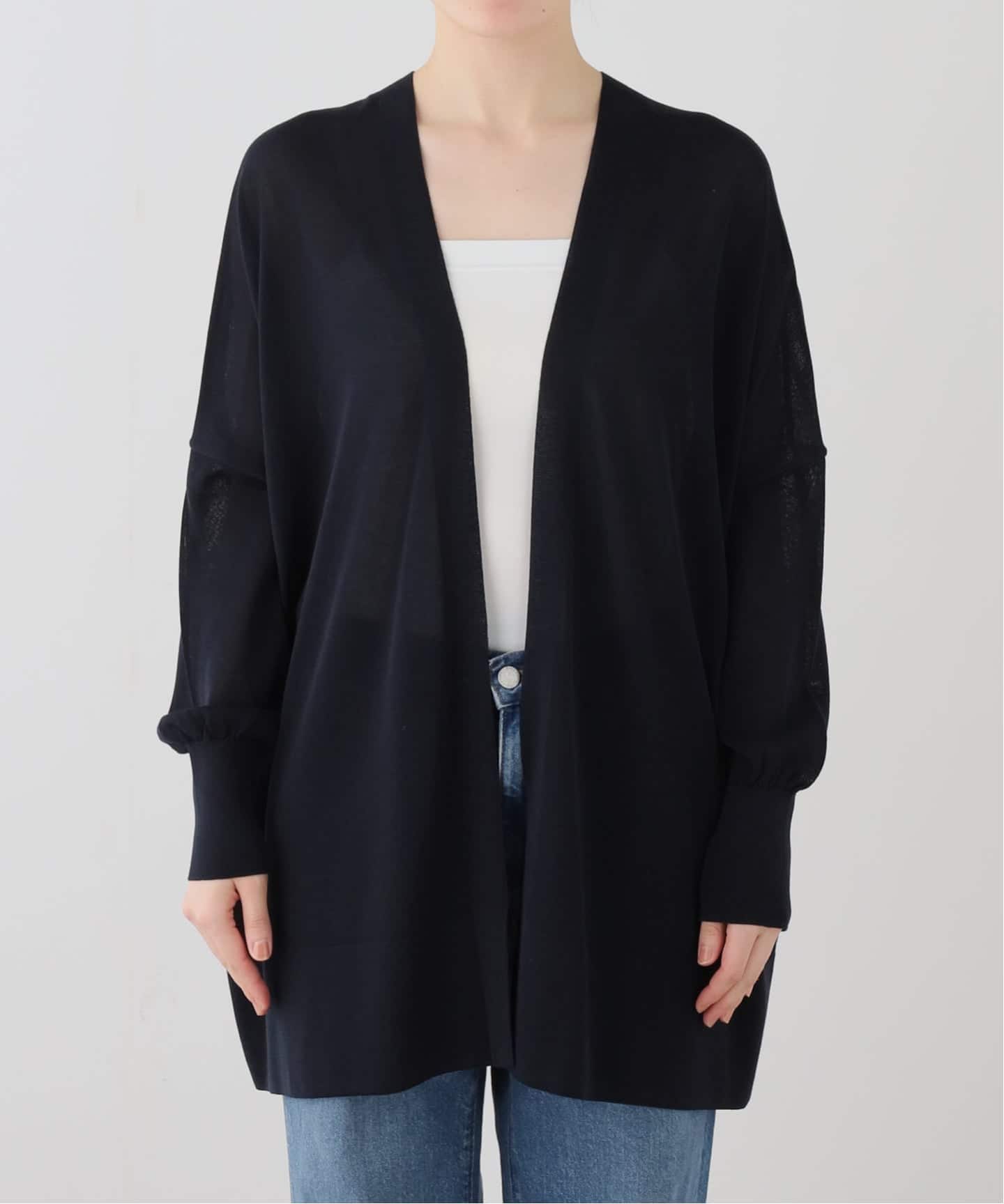 【美品】24ss MUSE ドゥーズィエムクラス ショートカーディガン ネイビー shake code ショートカーディガン（カーディガン）｜MUSE de Deuxieme