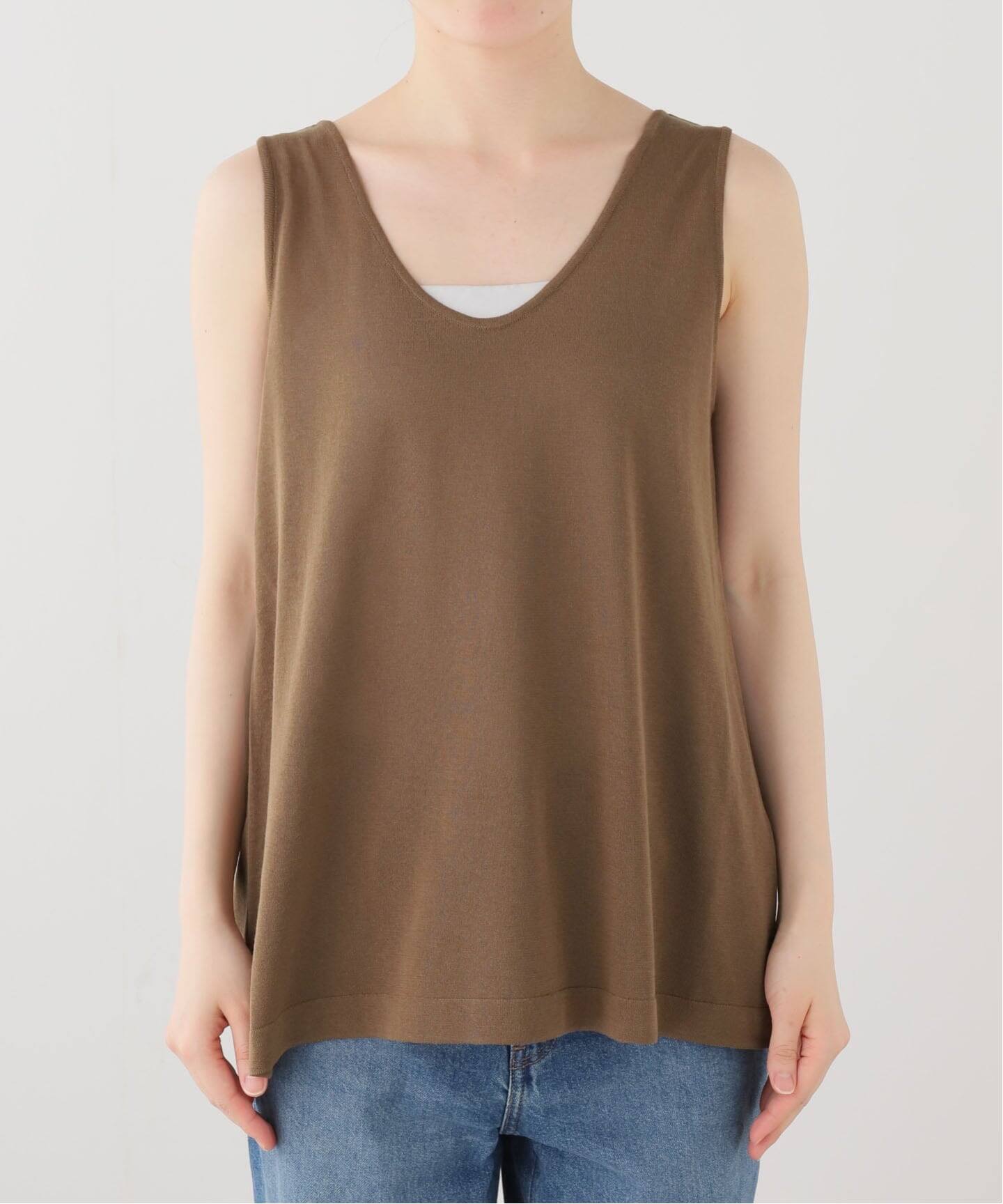 極美品❤️MUSEドゥーズィエムクラス クルーネックタンクトップ　tシャツ 黒 shake code タンクトップ（ニット／セーター）｜MUSE de Deuxieme