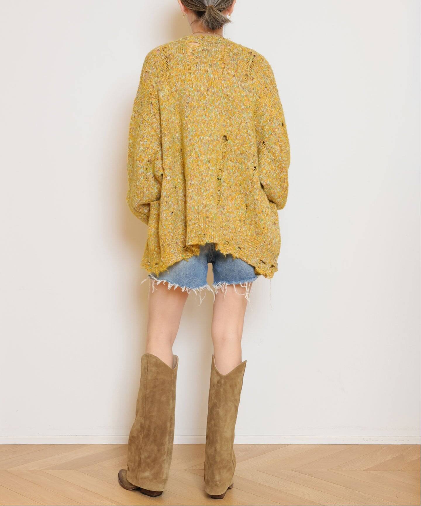 R13/アールサーティーン】DISTRESSED OVERSIZED カーディガン（ニット