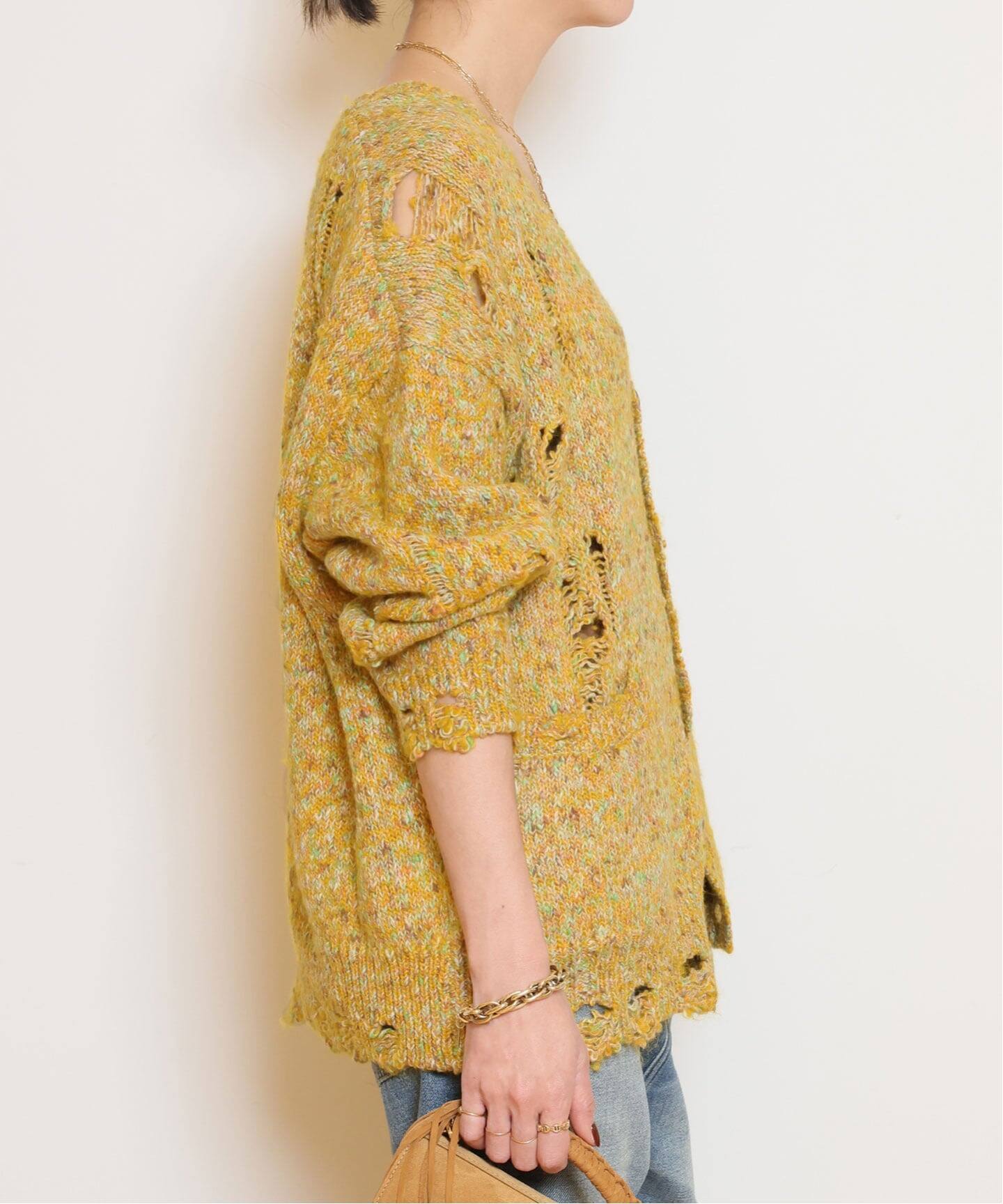R13/アールサーティーン】DISTRESSED OVERSIZED カーディガン（ニット