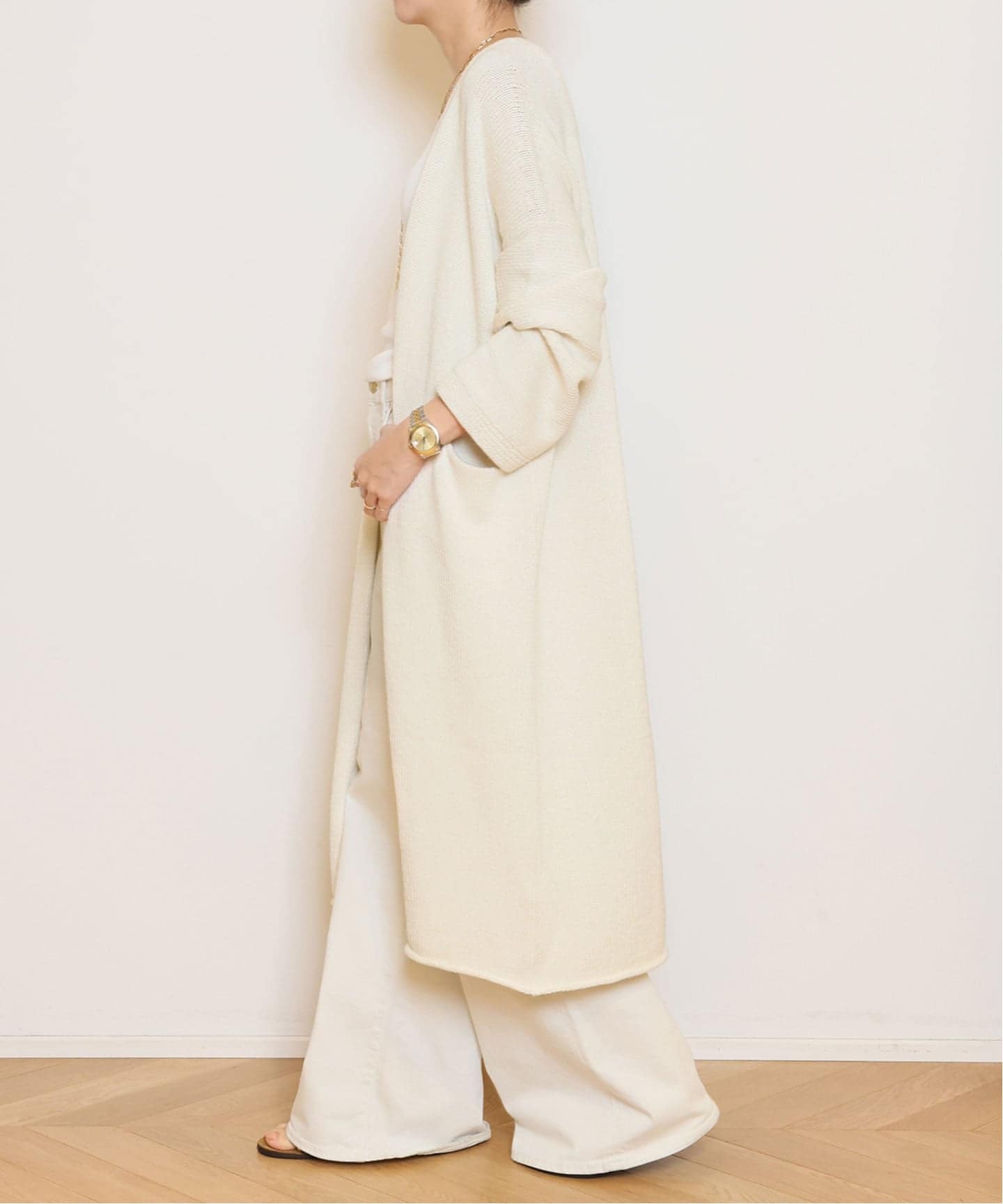 LAUREN MANOOGIAN ロングショールカーディガン ガウン ホワイト MUSE/LAUREN MANOOGIANロングショールカーディガン/美品 - メルカリ