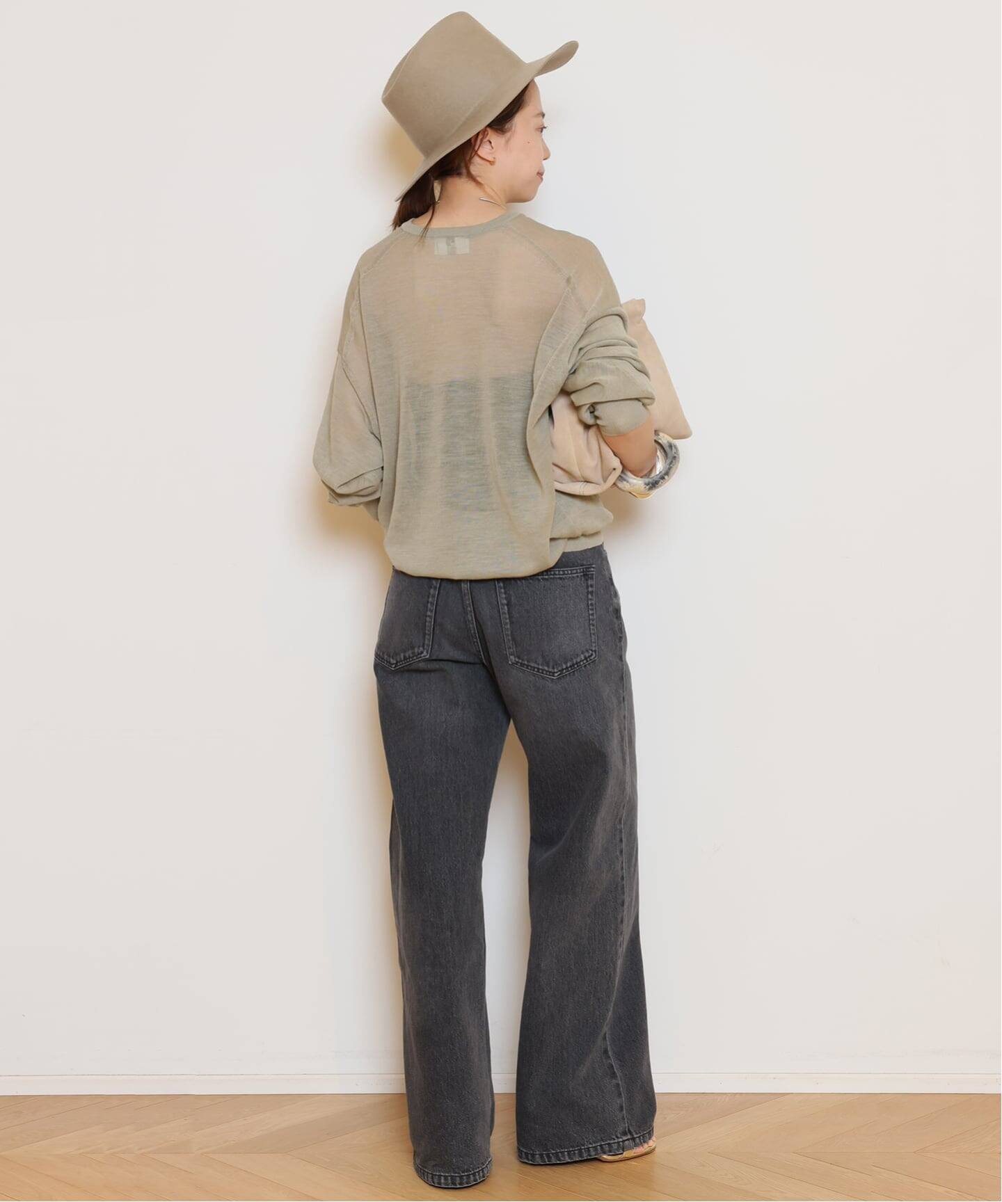 HERILL ラミーハイゲージVネックニットセーター　オリーブ　カーキ HERILL/ヘリル】Ramie Highgauge Crewneck ニット （ニット／セーター