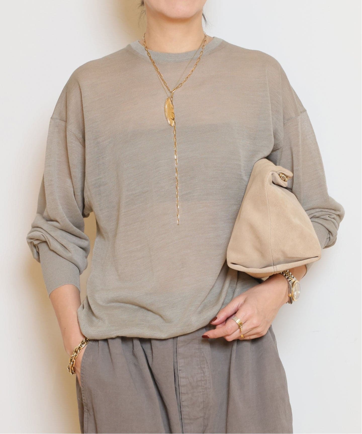 HERILL/ヘリル】Ramie Highgauge Crewneck ニット （ニット／セーター