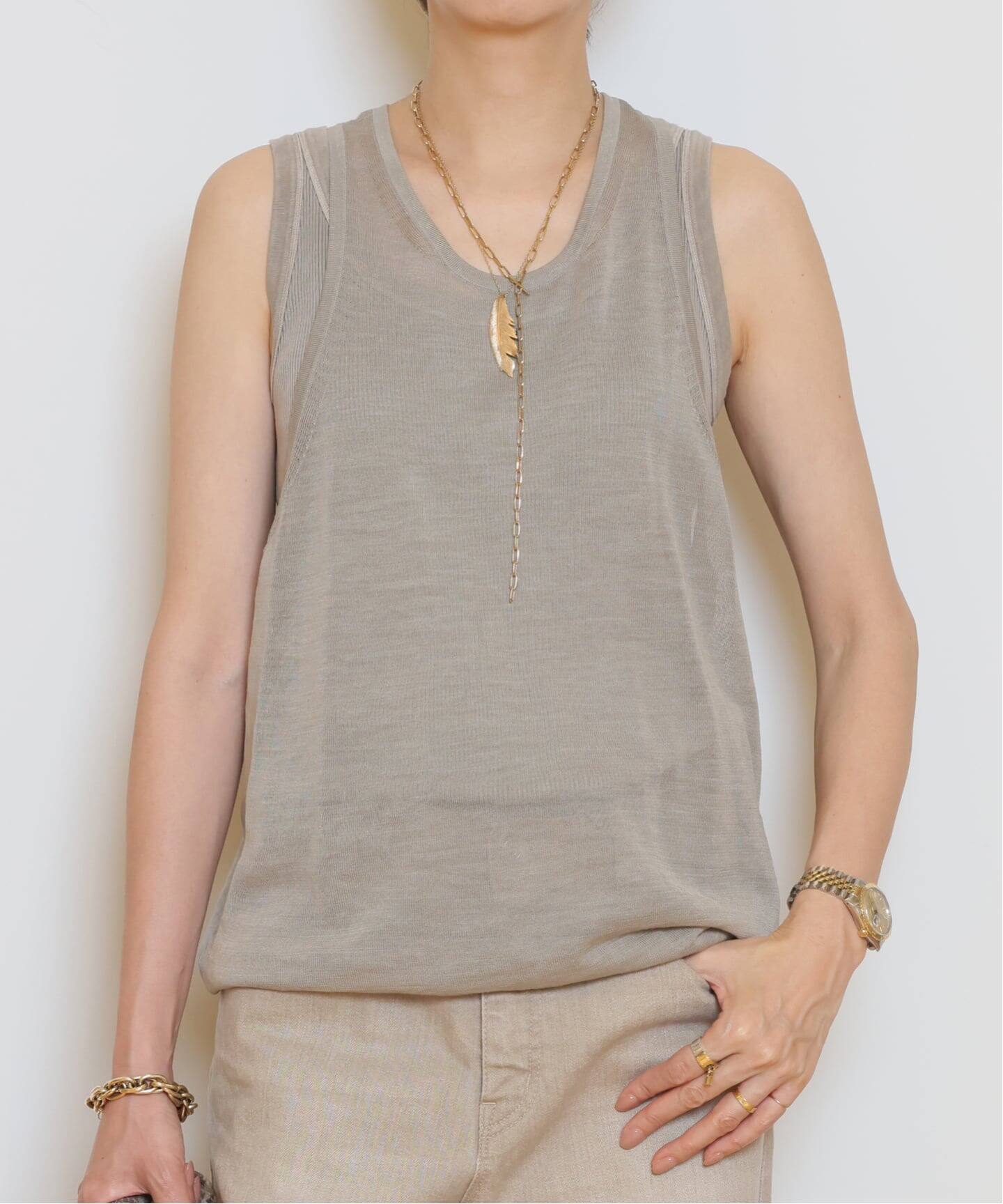HERILL/ヘリル】Ramie Highgauge Athletic タンクトップ（ニット
