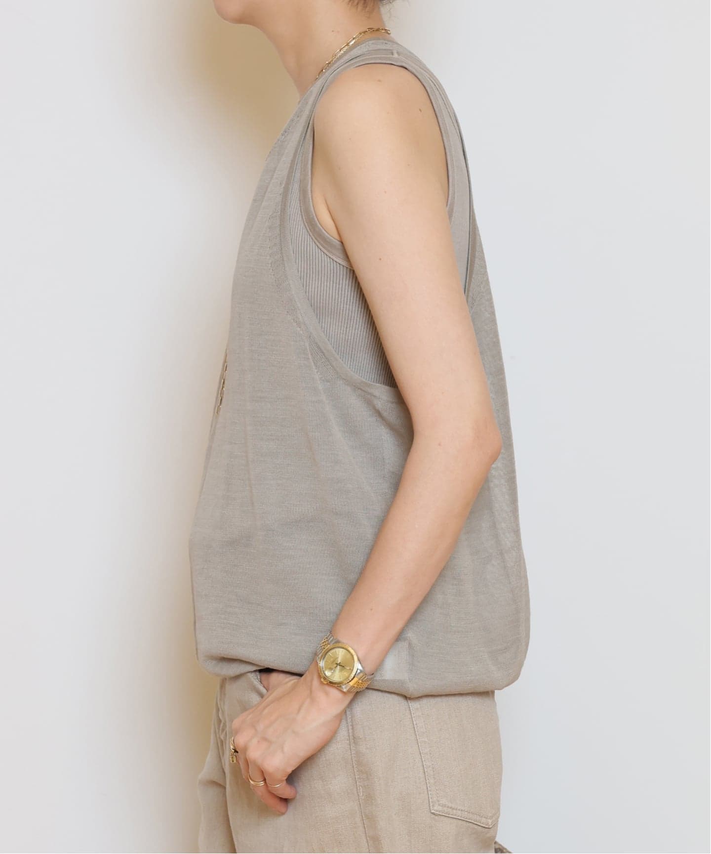 HERILL/ヘリル】Ramie Highgauge Athletic タンクトップ（ニット