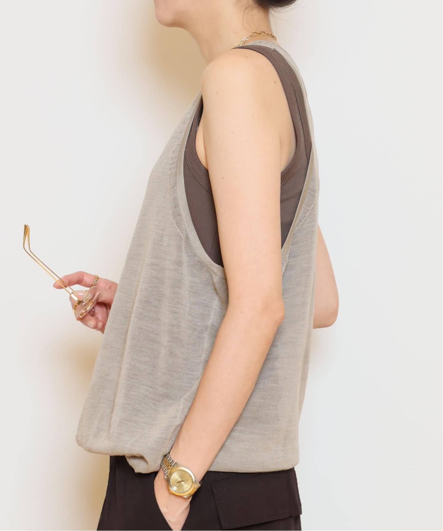 HERILL/ヘリル】Ramie Highgauge Athletic タンクトップ（ニット