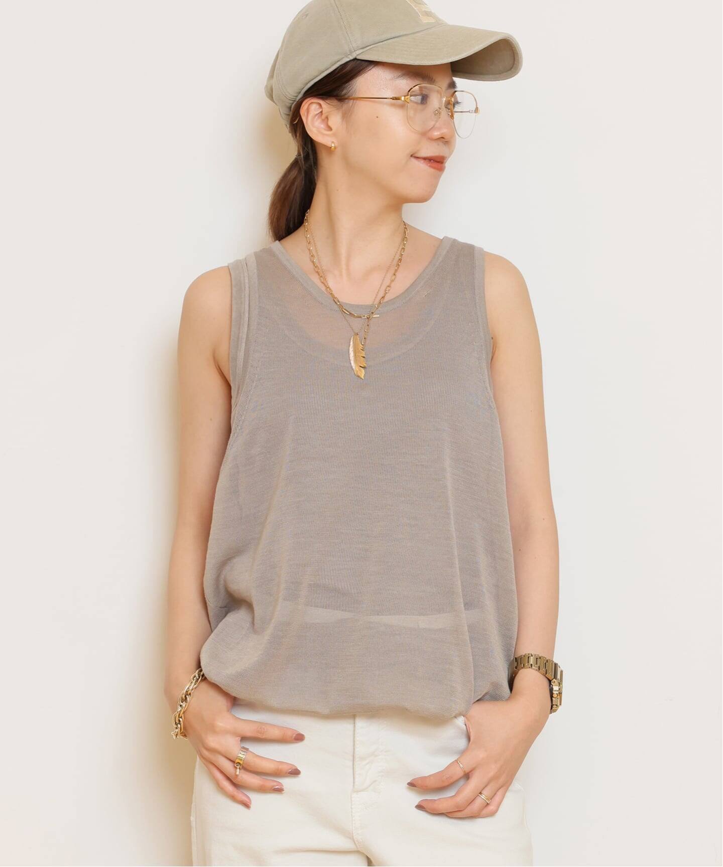 HERILL/ヘリル】Ramie Highgauge Athletic タンクトップ（ニット 