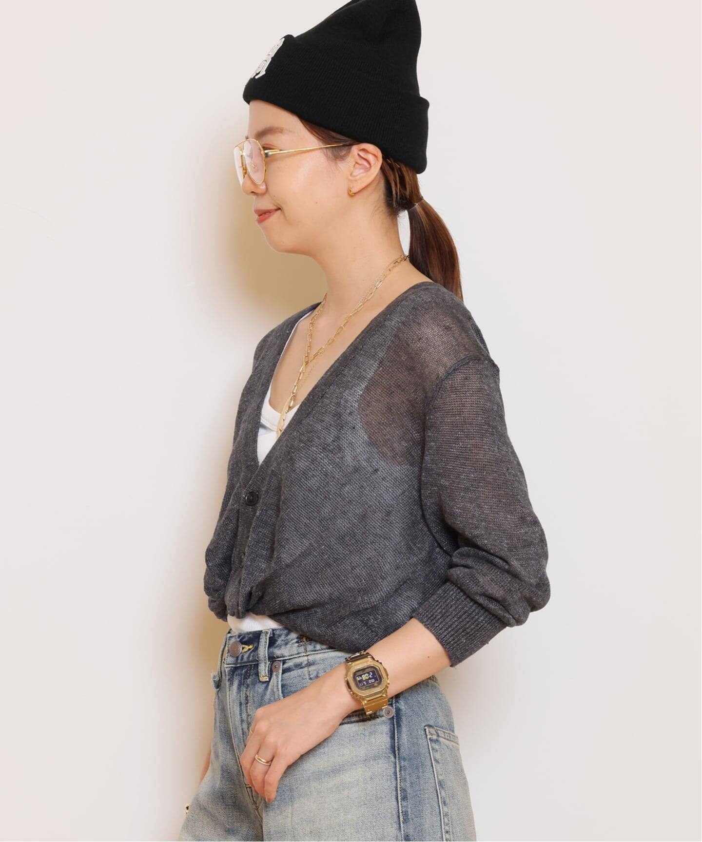 R13/アールサーティーン】 3/4 SLEEVE TWISTED FRONT カーディガン