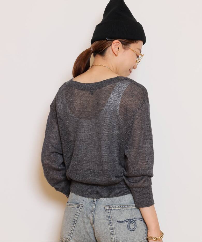 R13/アールサーティーン】 3/4 SLEEVE TWISTED FRONT カーディガン 