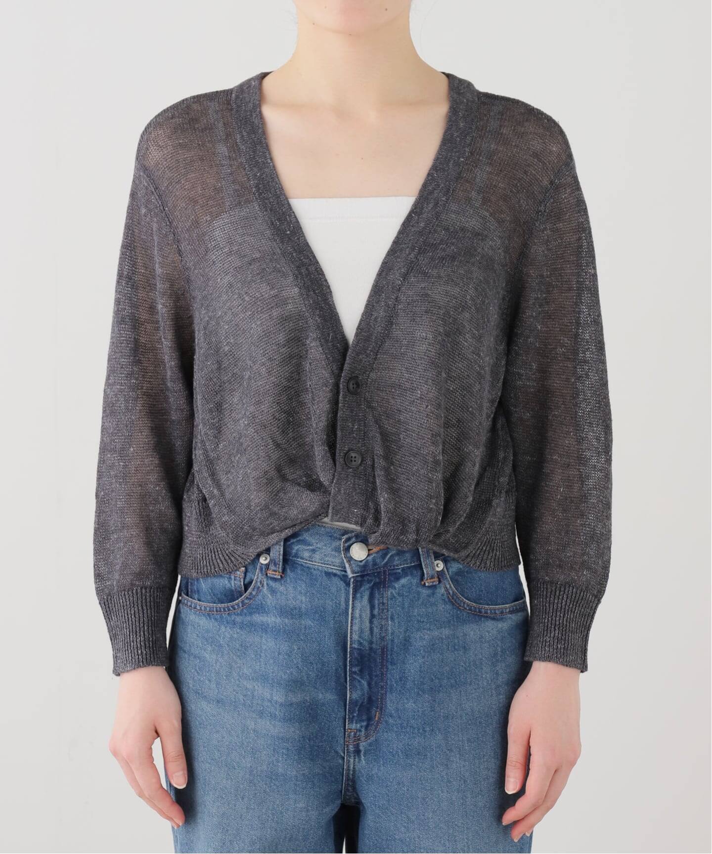 R13/アールサーティーン】 3/4 SLEEVE TWISTED FRONT カーディガン