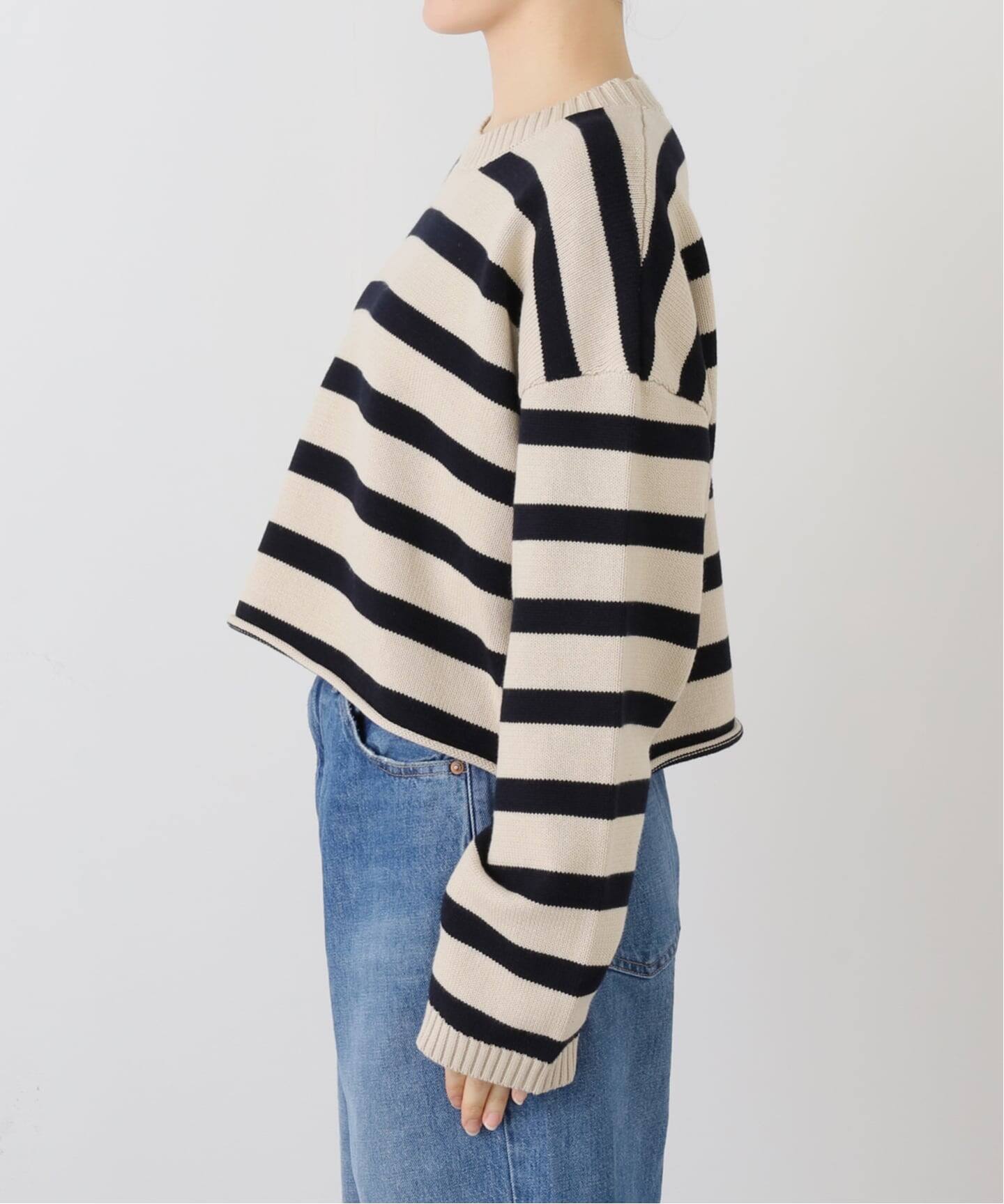 DENIMIST/デニミスト】 Cropped Stripe Sweater(ニット DENIMIST/デニミスト】 Cropped Stripe Sweater(ニット