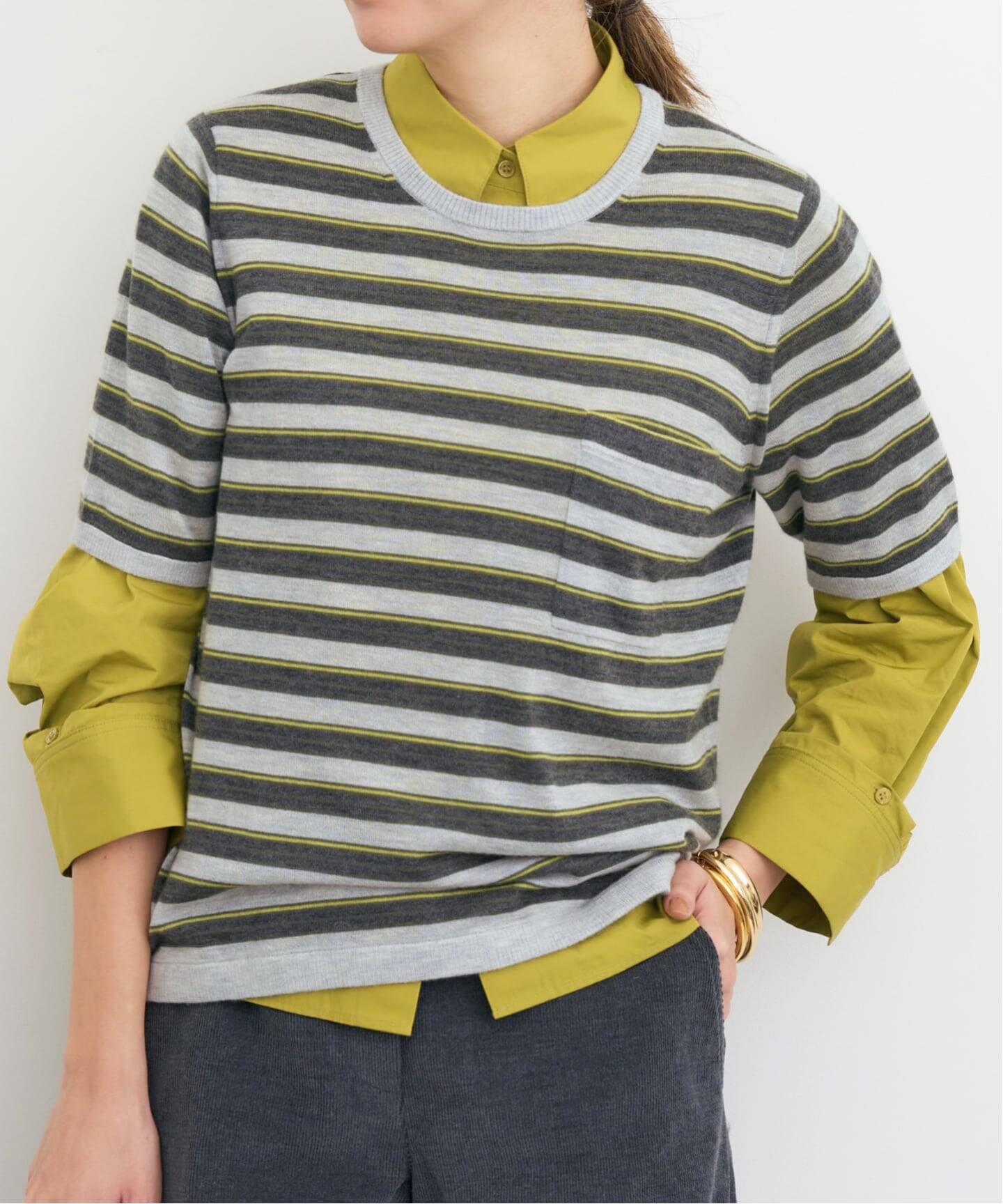 TWP/ティー ダブル ピー】 STRIPED TRUE CREWNECK KNIT（ニット