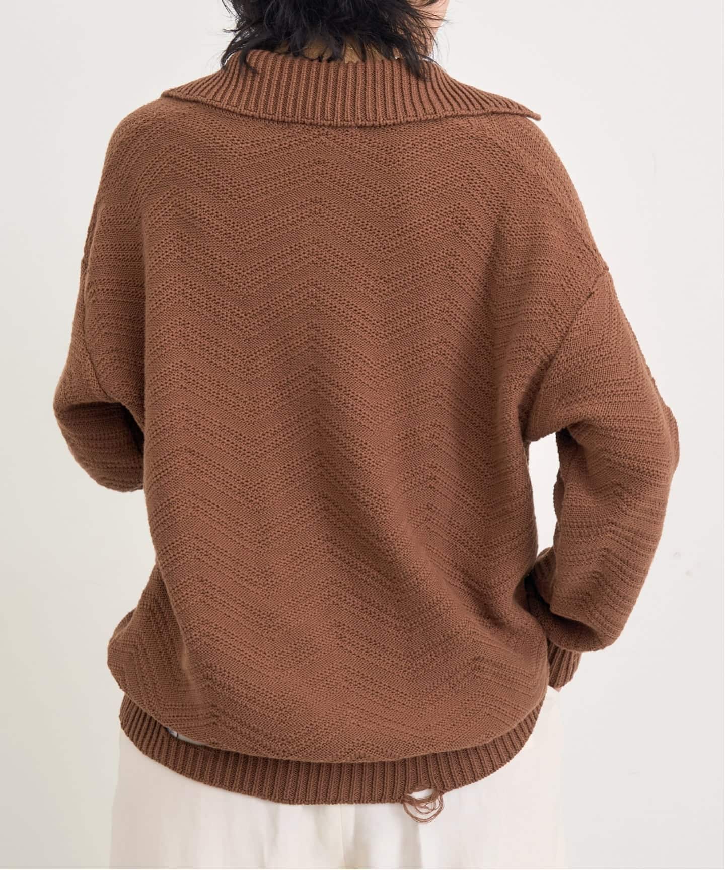 LANEUS/ラネウス】 BOXY FIT KNIT with Collar（ニット／セーター）｜L