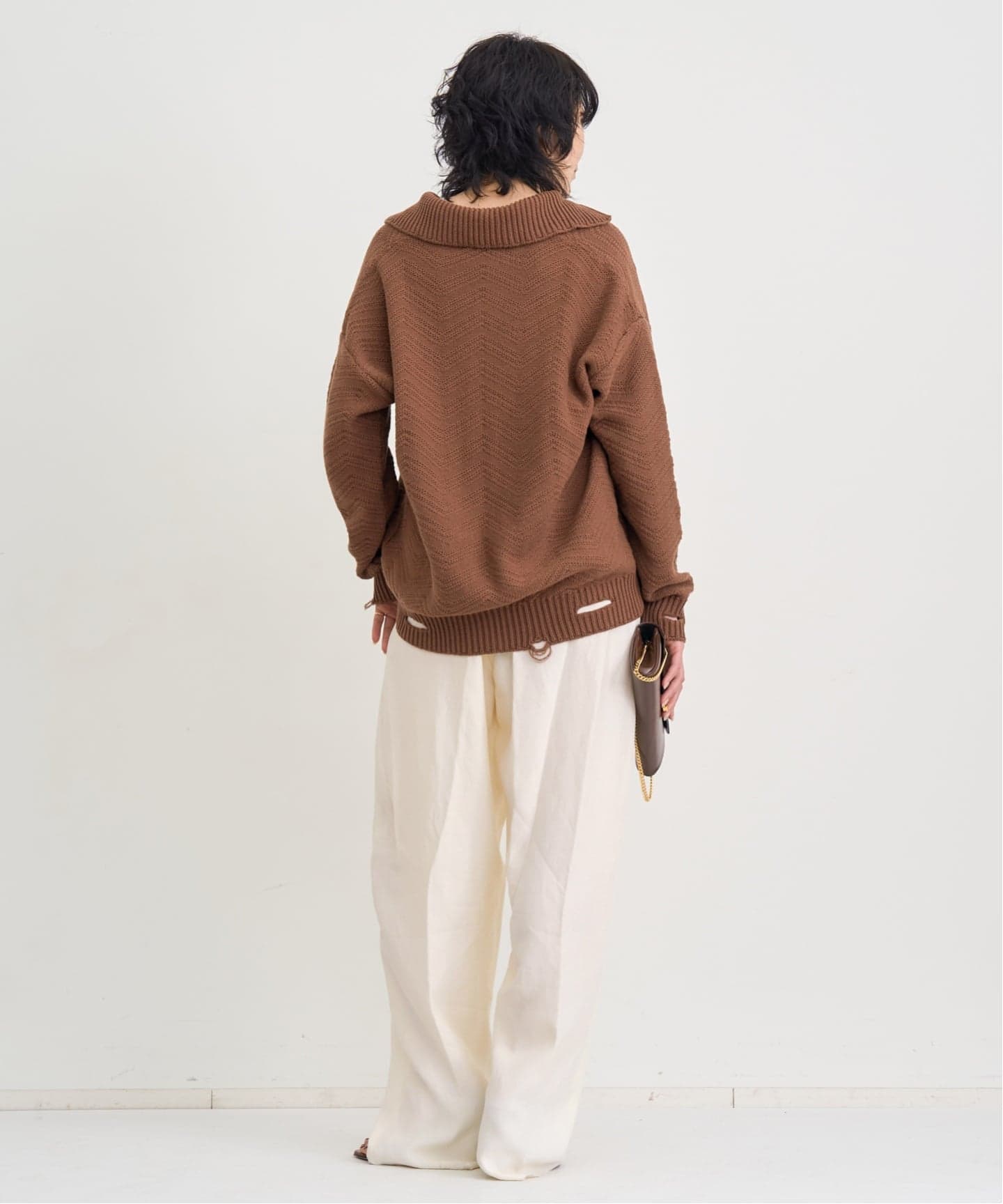 完売カラー☆L'Appartement LANEUSラネウス BEANIE☆新品 LANEUS/ラネウス】 BOXY FIT KNIT with Collar（ニット／セーター）｜L