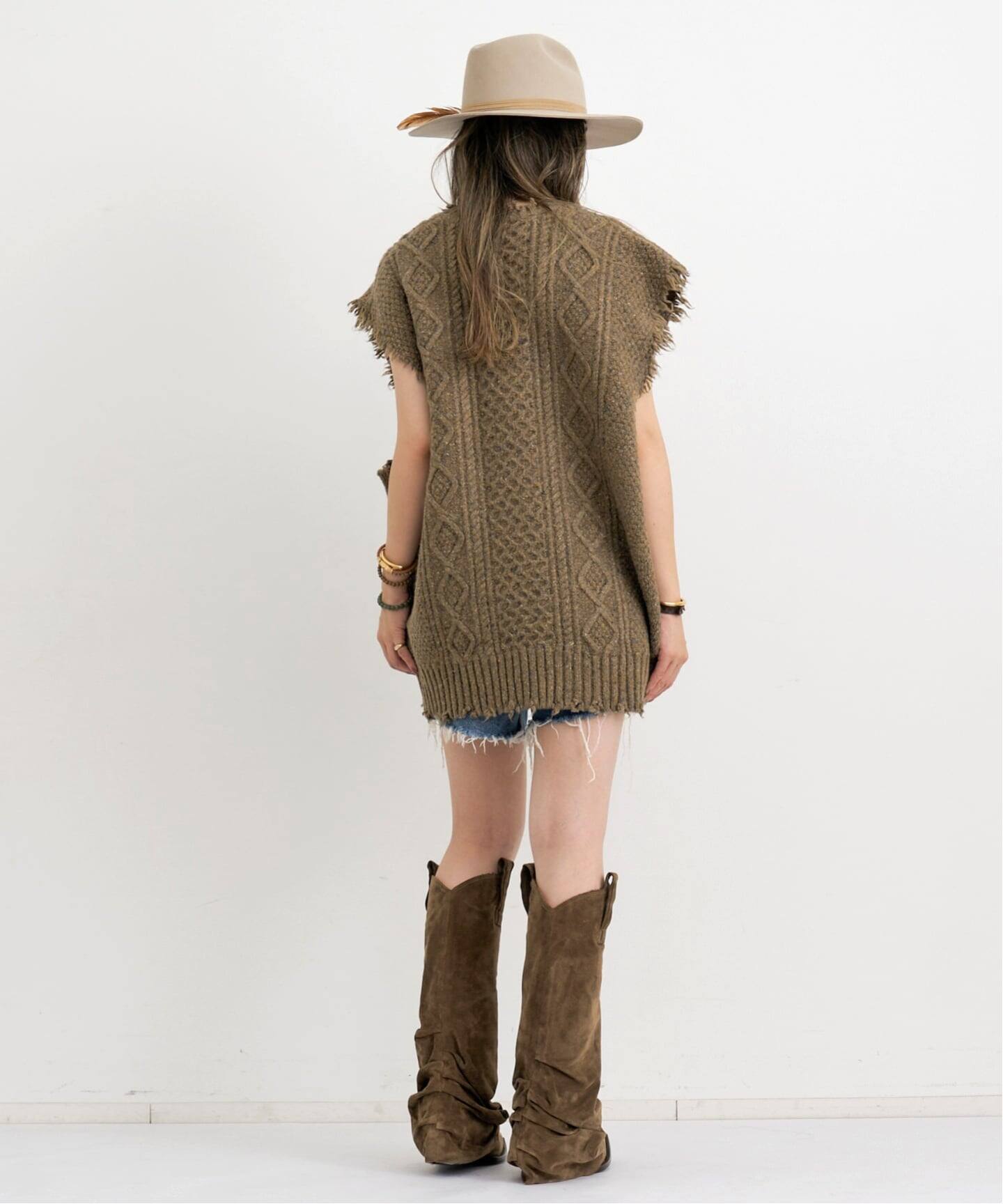 R13/アールサーティーン】 OVERSIZED CABLE SWEATER VEST（ベスト）｜L