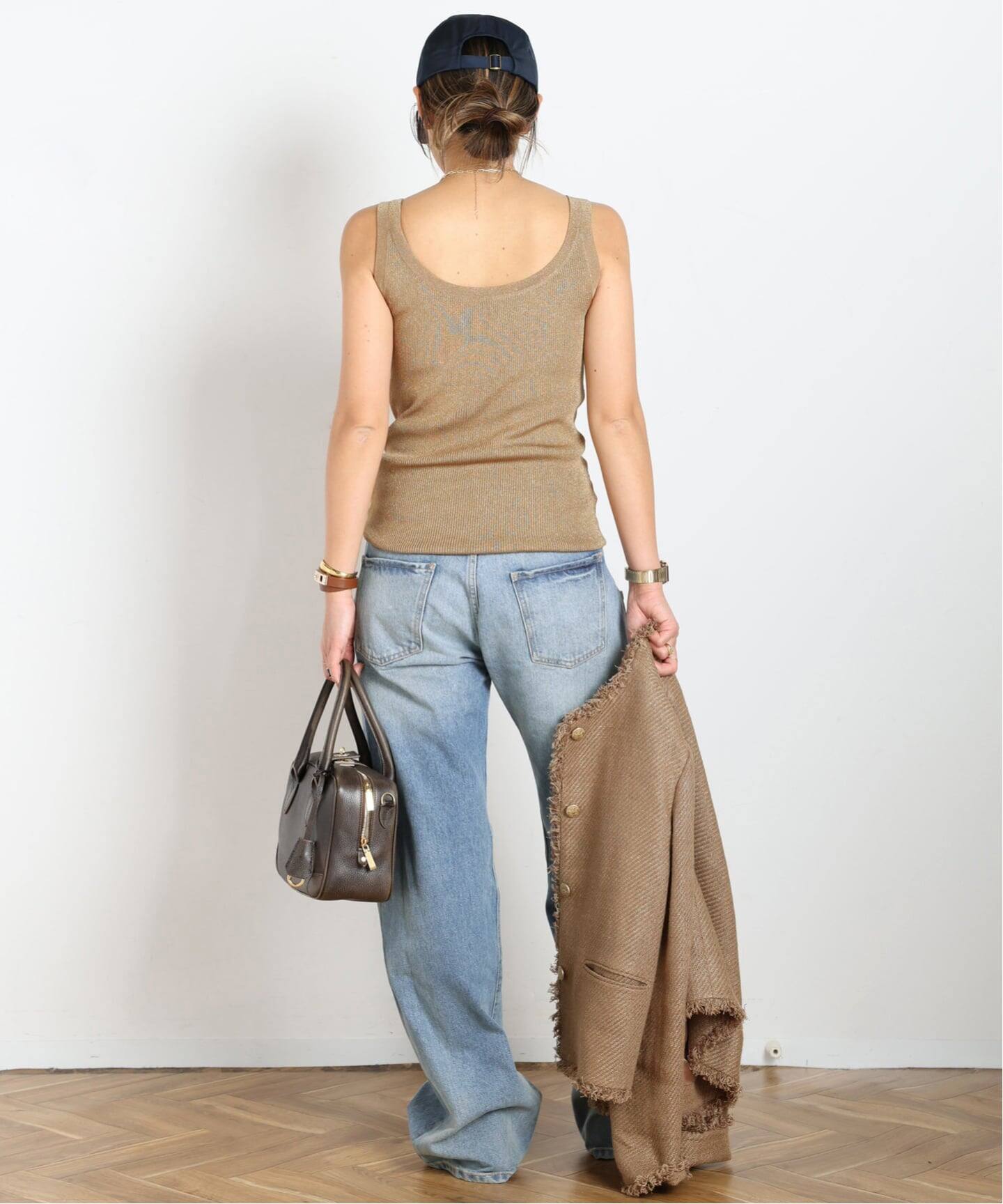 メタリックリブニット(ゴールド)（タンクトップ）｜AP STUDIO