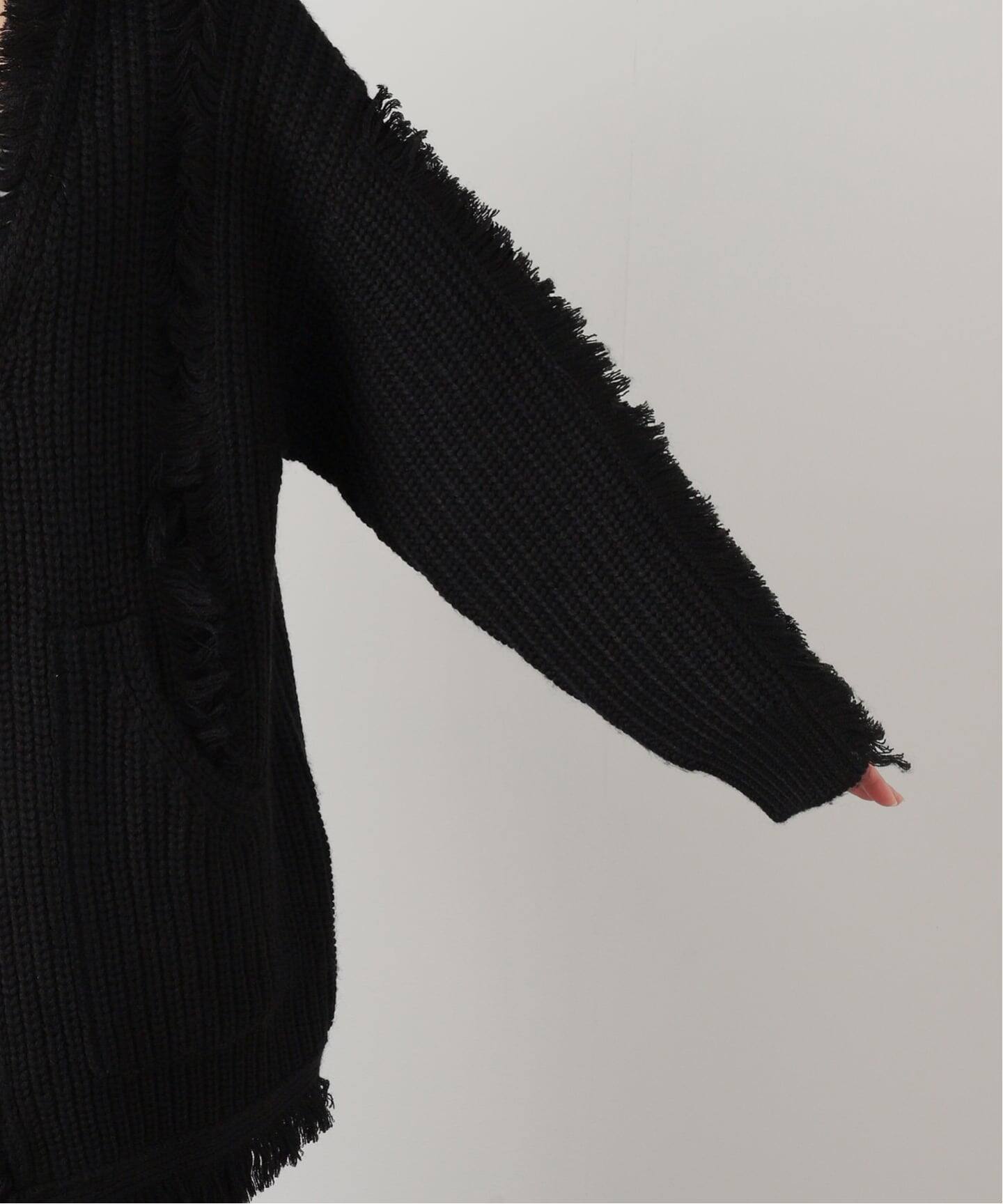 FRINGE KNIT CARDIGAN 黒　XL R13/アールサーティーン】FRINGE CARDIGAN（ニット／セーター）｜AP