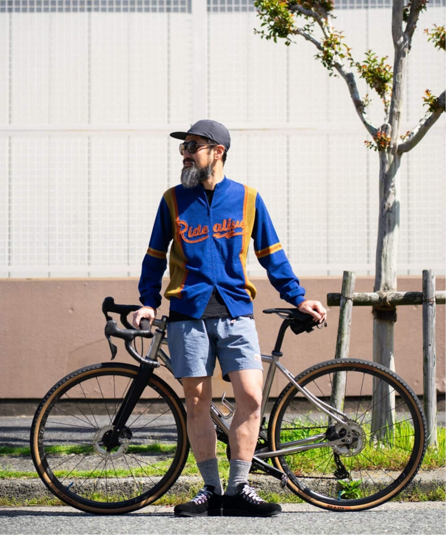 【美品】TOKYO WHEELS サイクルジャージ XL ネイビー×ゴールド半袖 RAL / ラル メリノウール サイクリングジャージ（カーディガン