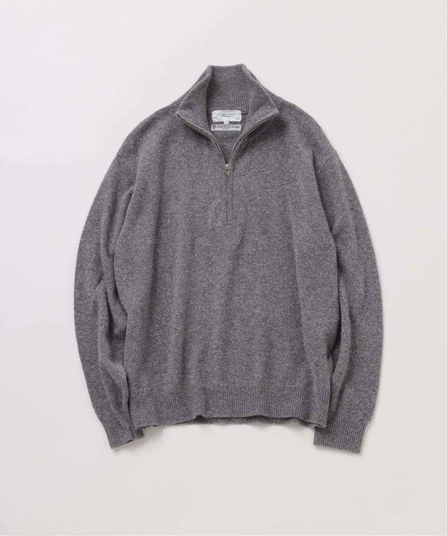 予約》【FOLL / フォル】british spun wool silk halfzip sweater