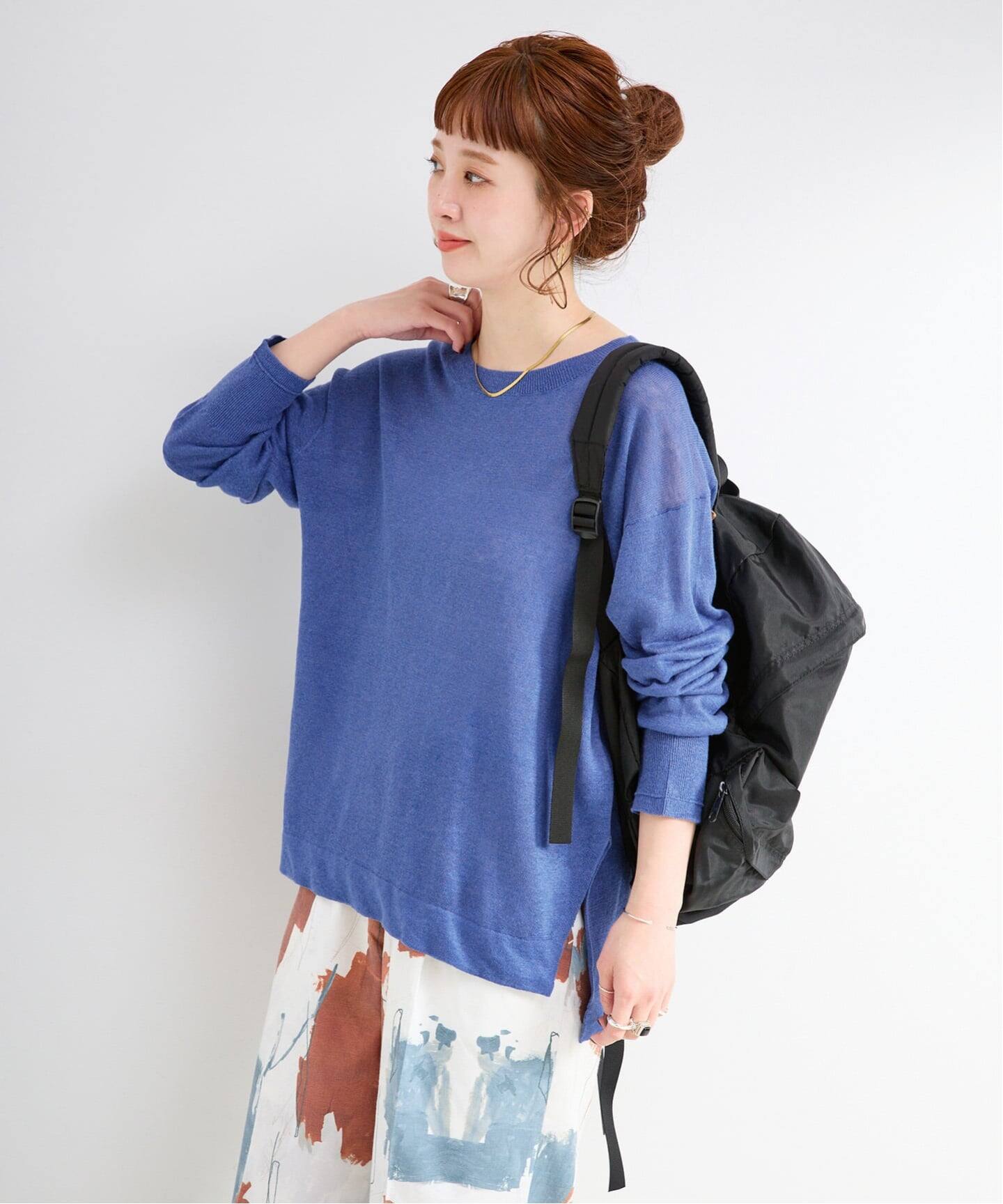 新品 yori ヨリ ビッグ プルオーバー ニット コットン 手洗い可能 重ね着 手洗い可 / FRENCH ICY LINEN プルオーバー（ニット／セーター）｜B.C
