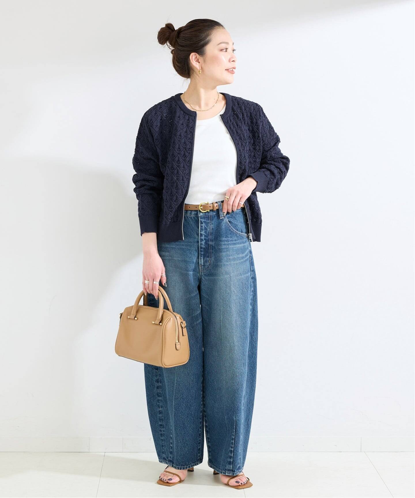 B.C STOCK幾何柄ZIPカーディガン ベーセーストック B.C STOCK 《予約》手洗い可 / 幾何柄ZIP