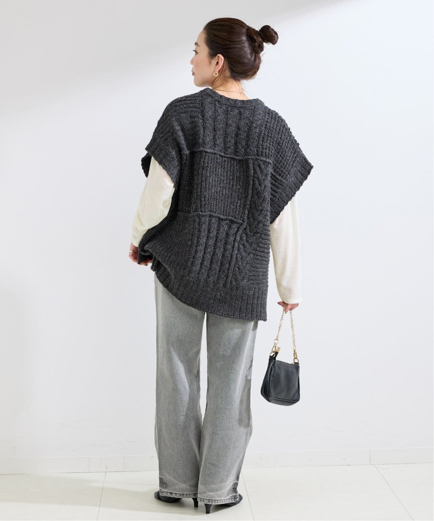 2枚セット》パッチワークニットベスト*ロンTSET(ニット 2枚セット》パッチワークニットベスト*ロンTSET(ニット