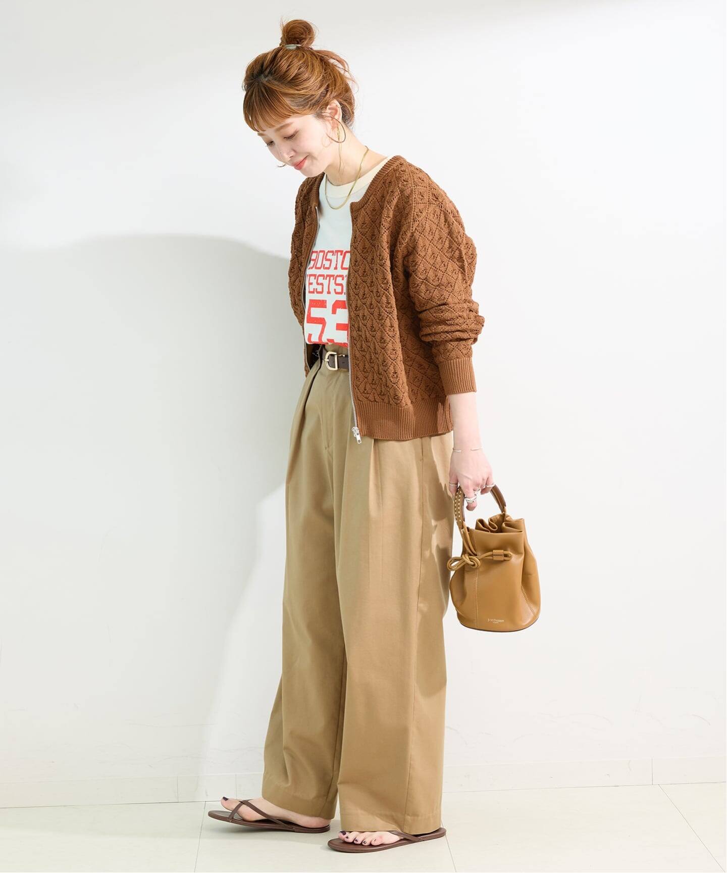 caramel Britishcollection カーディガン 追加予約》手洗い可 / 幾何柄ZIPカーディガン（カーディガン）｜B.C