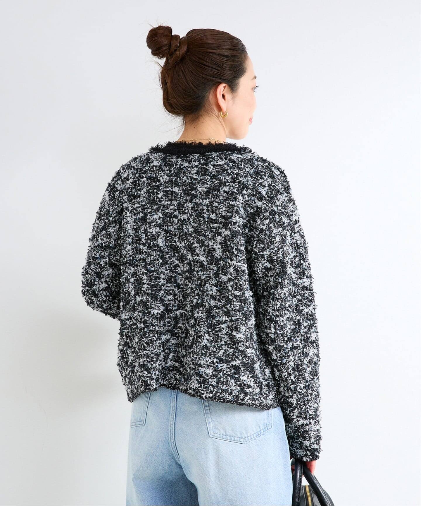 予約》手洗い可 / ツイードニットジャケット（カーディガン）｜B.C