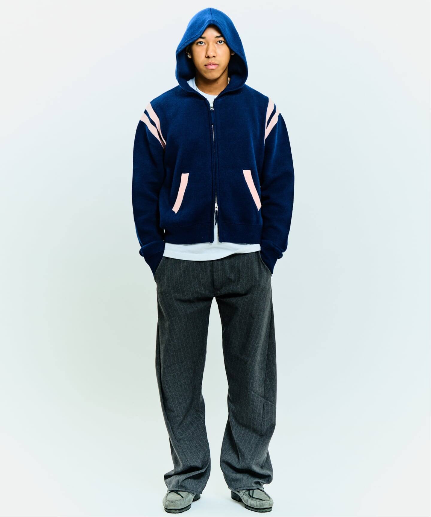 カーブライン ジップ ニット フーディー / J Curved Line Zip Knit 