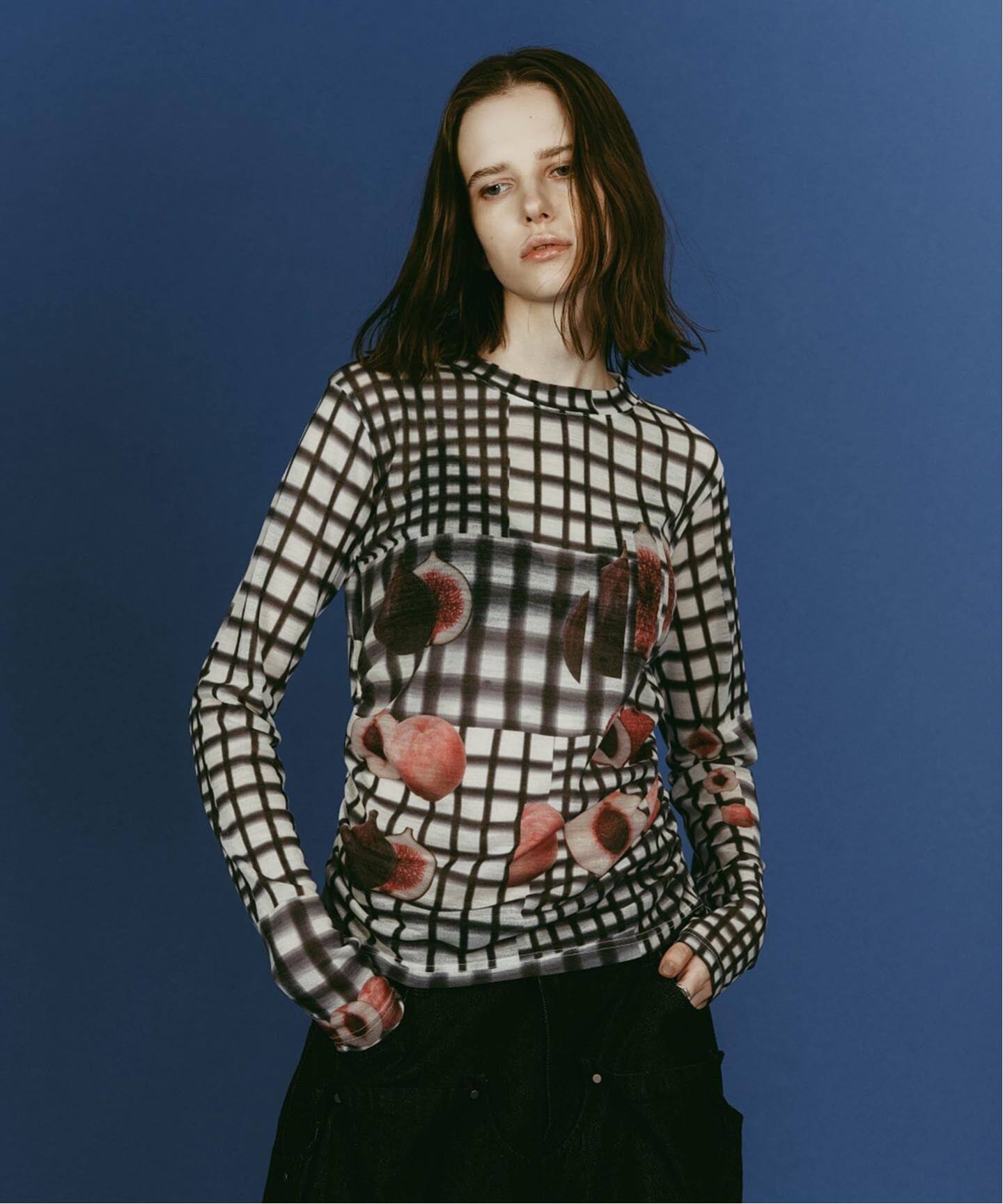 knuth marf クヌースマーフfruit-check print knit fruit-check print knit/green | KNUTH MARF