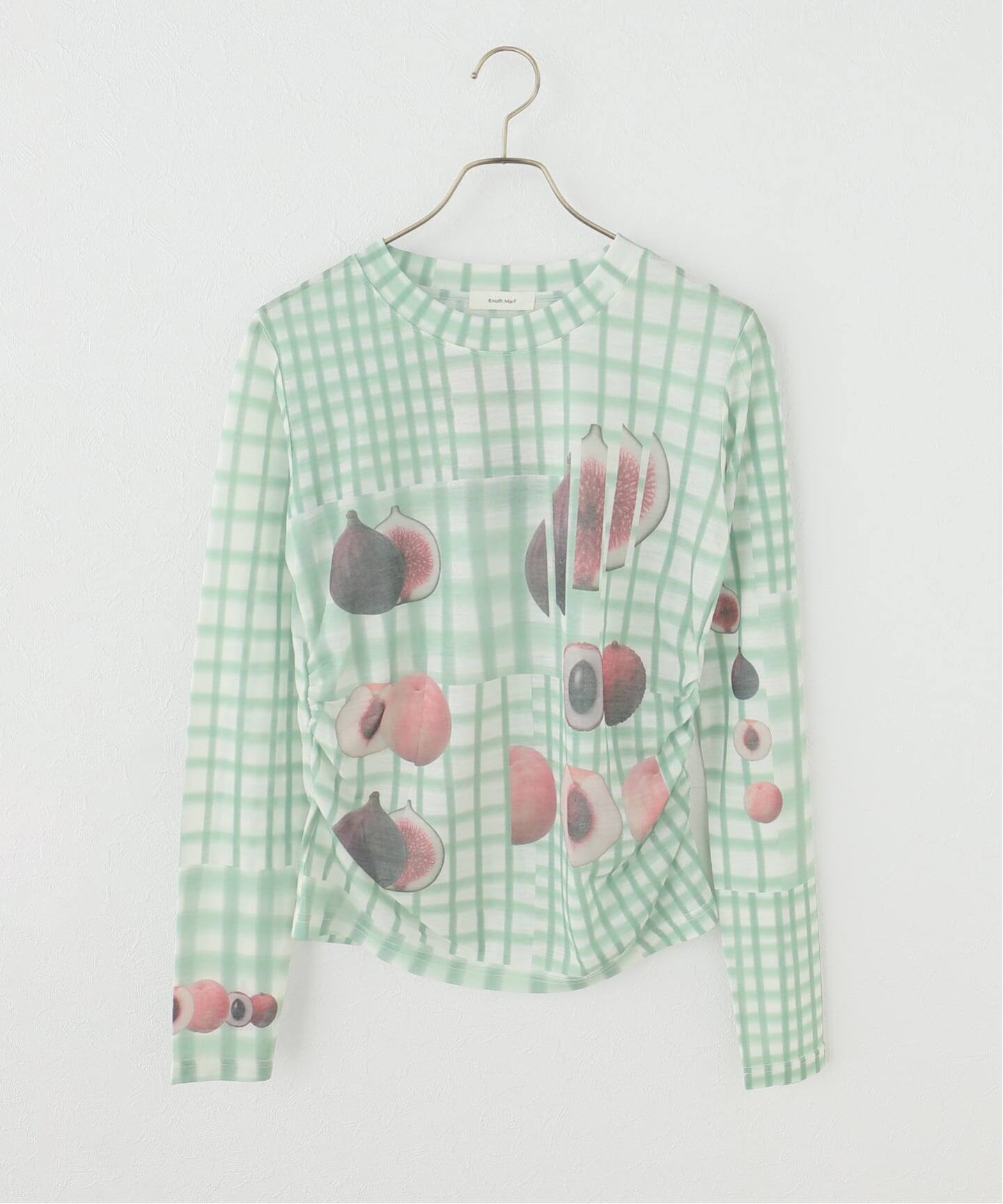 トップス Knuth Marf fruit-check print knit fruit-check print knit/blue | KNUTH MARF
