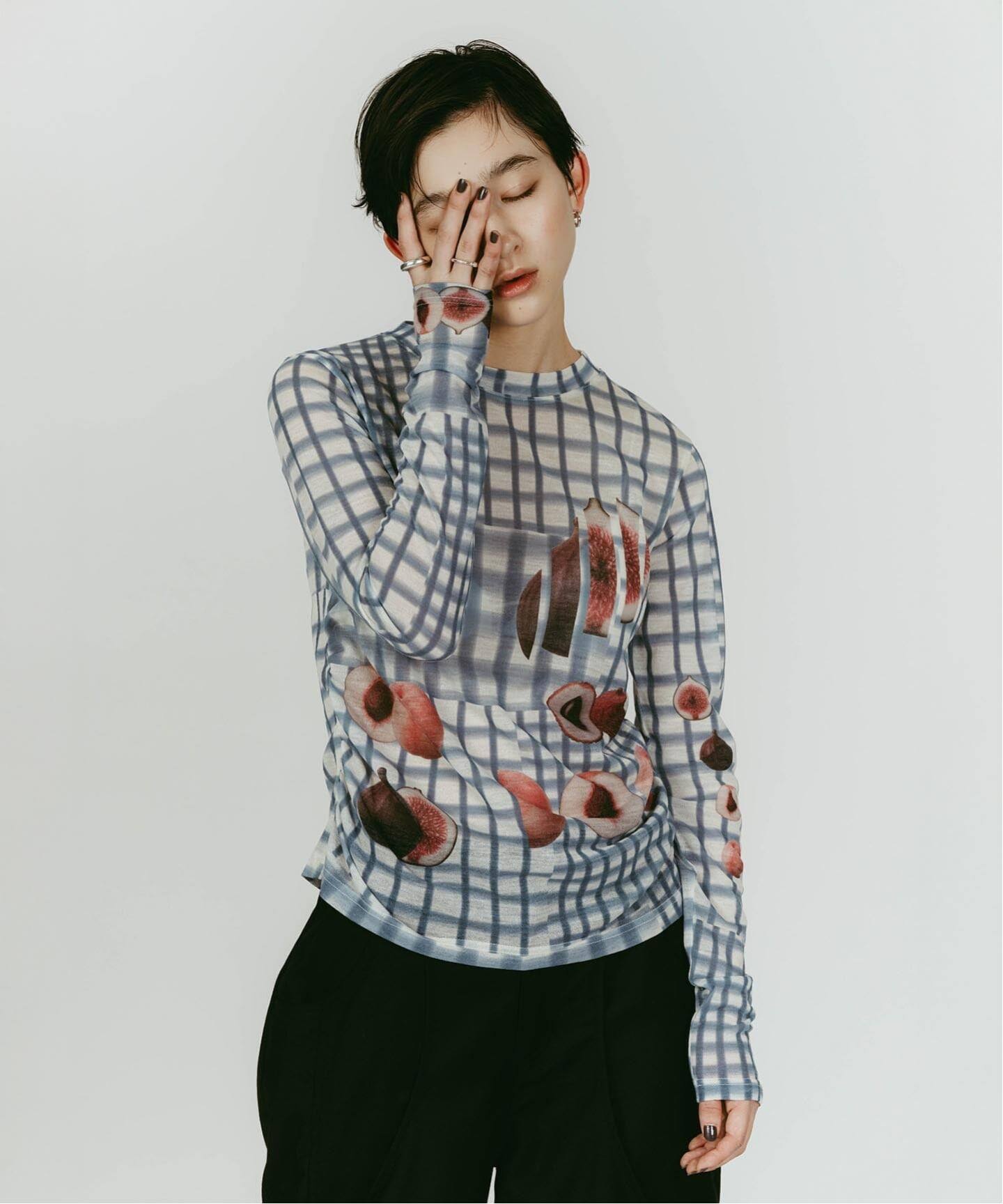 トップス Knuth Marf fruit-check print knit fruit-check print knit/green | KNUTH MARF
