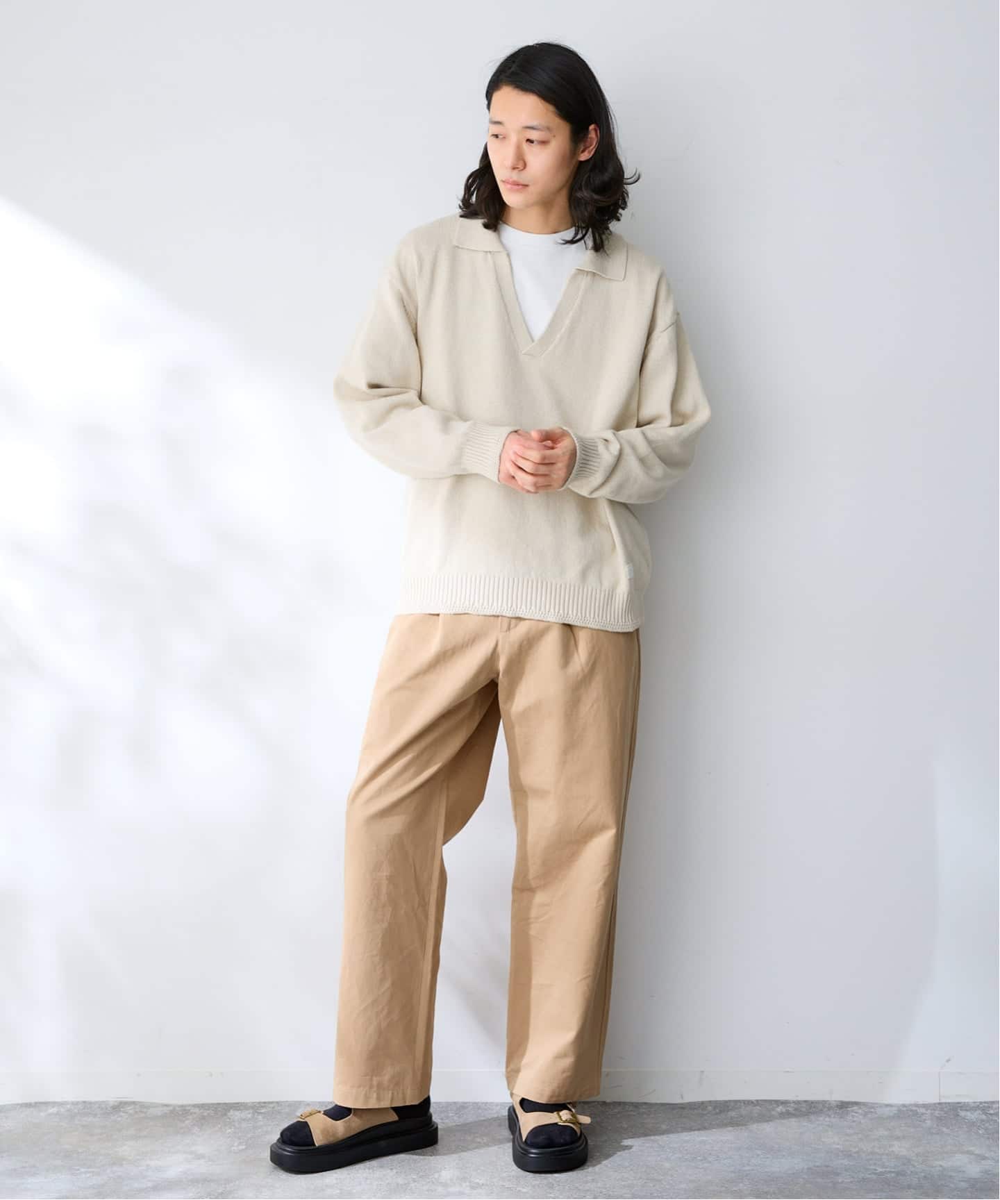 ビューティー&amp;ユース スキッパーネックニット IENA ハイウエストパンツ BEAUTY＆YOUTH UNITED ARROWS セーター ニット 「OWNESS」クリスピー