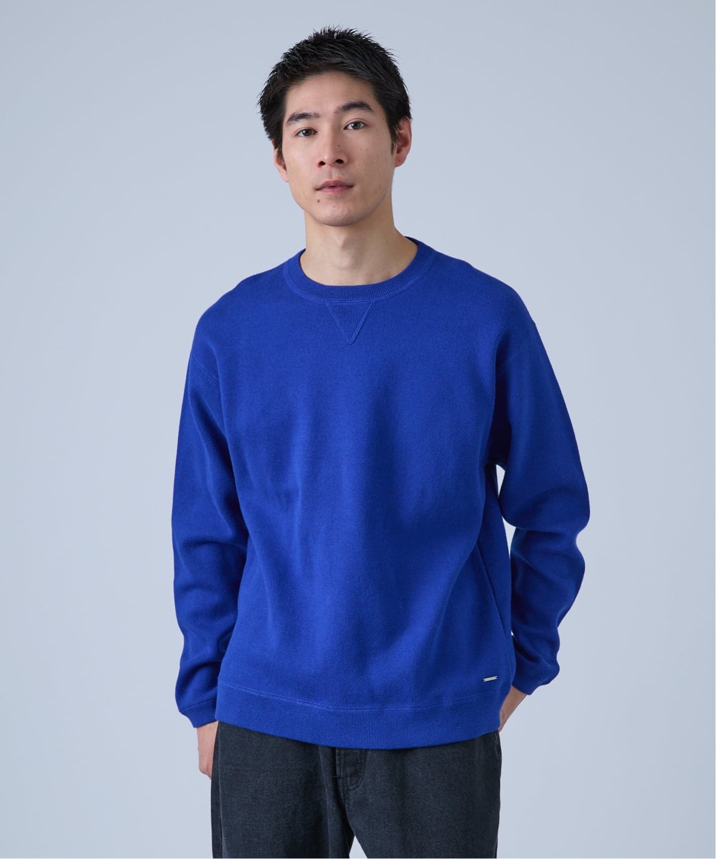 新品　ANIECA エルボーパッチスウェットニット　ブルー ANIECA エルボーパッチスウェットニット ブルー アニーカ ANIECA