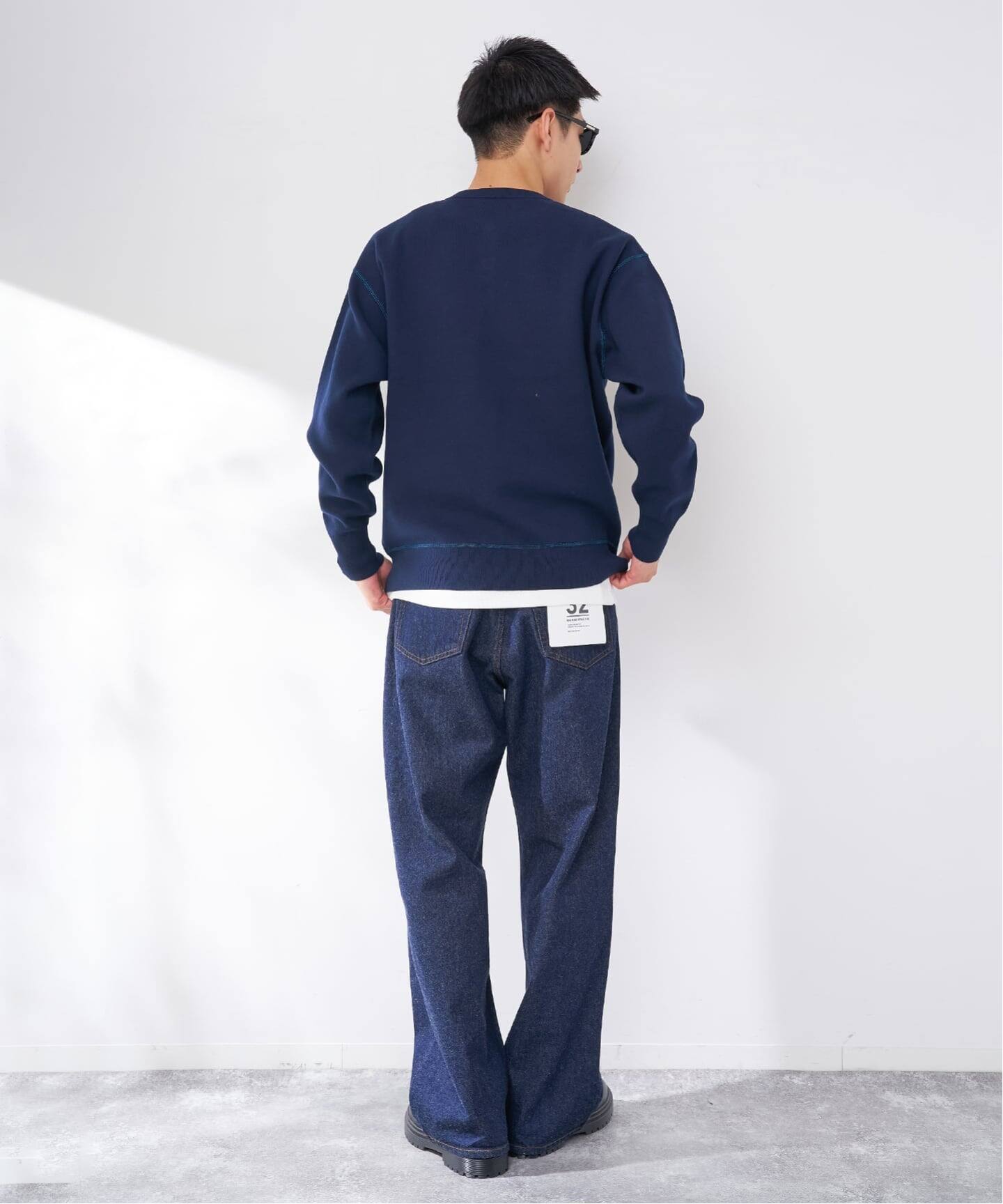 予約》ANTS & ELEPHANTS 2TONE スウェットライクヘンリーネックニット