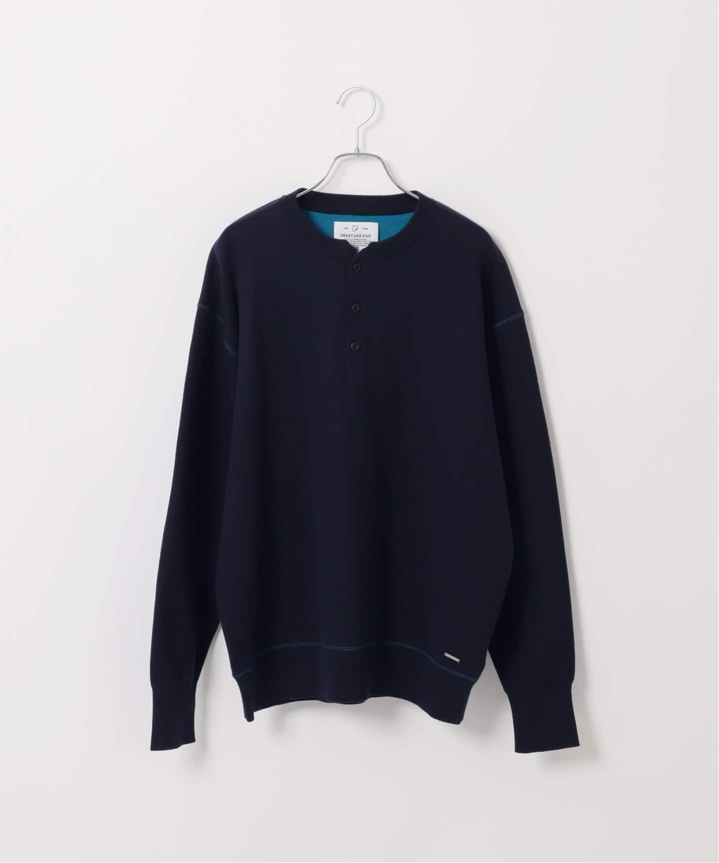 予約》ANTS & ELEPHANTS 2TONE スウェットライクヘンリーネックニット