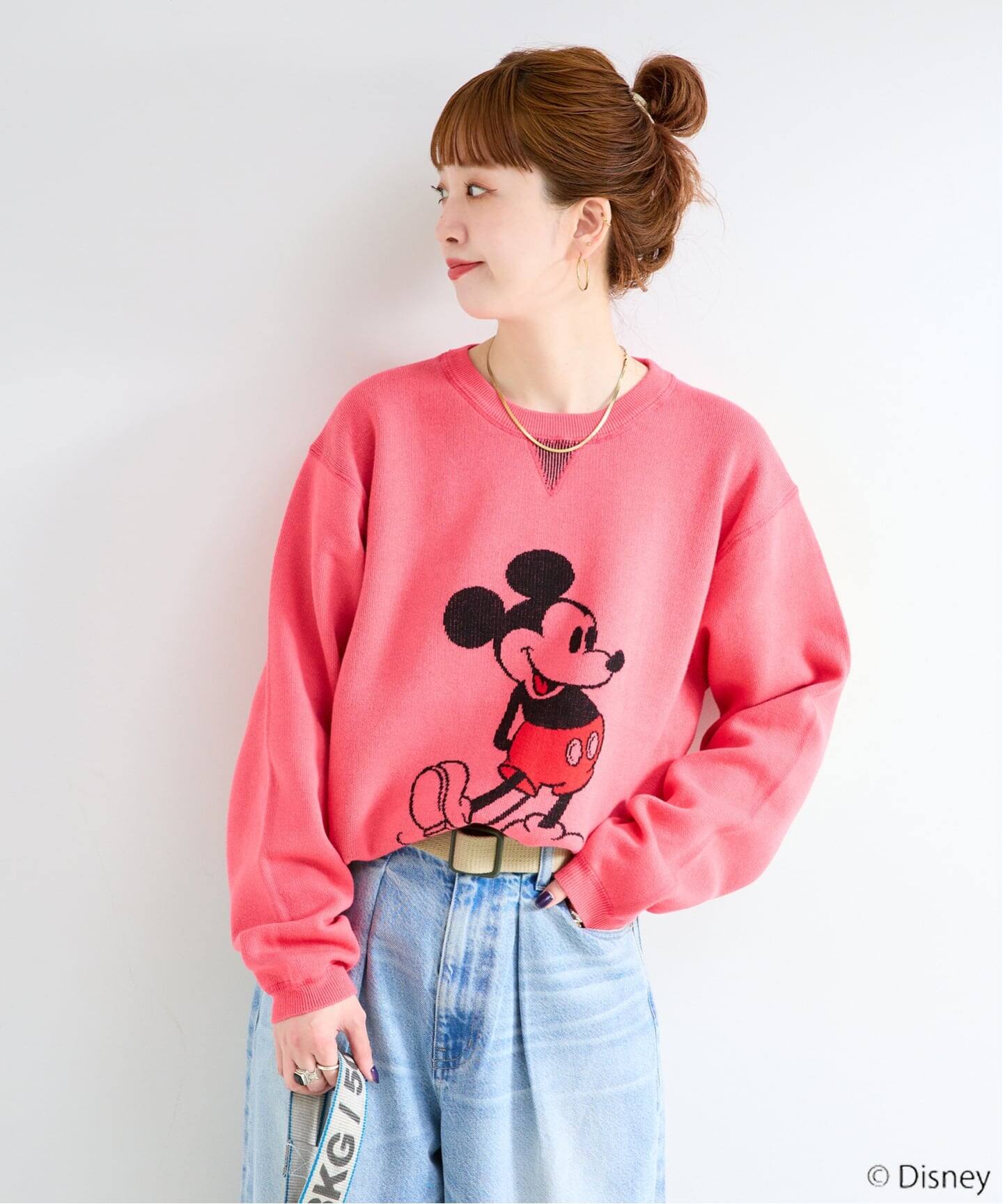 【サックスブルー】MICKEY/ミッキー/スウェットライクニット MICKEY/ミッキー/スウェットライクニット（ニット／セーター）｜B.C