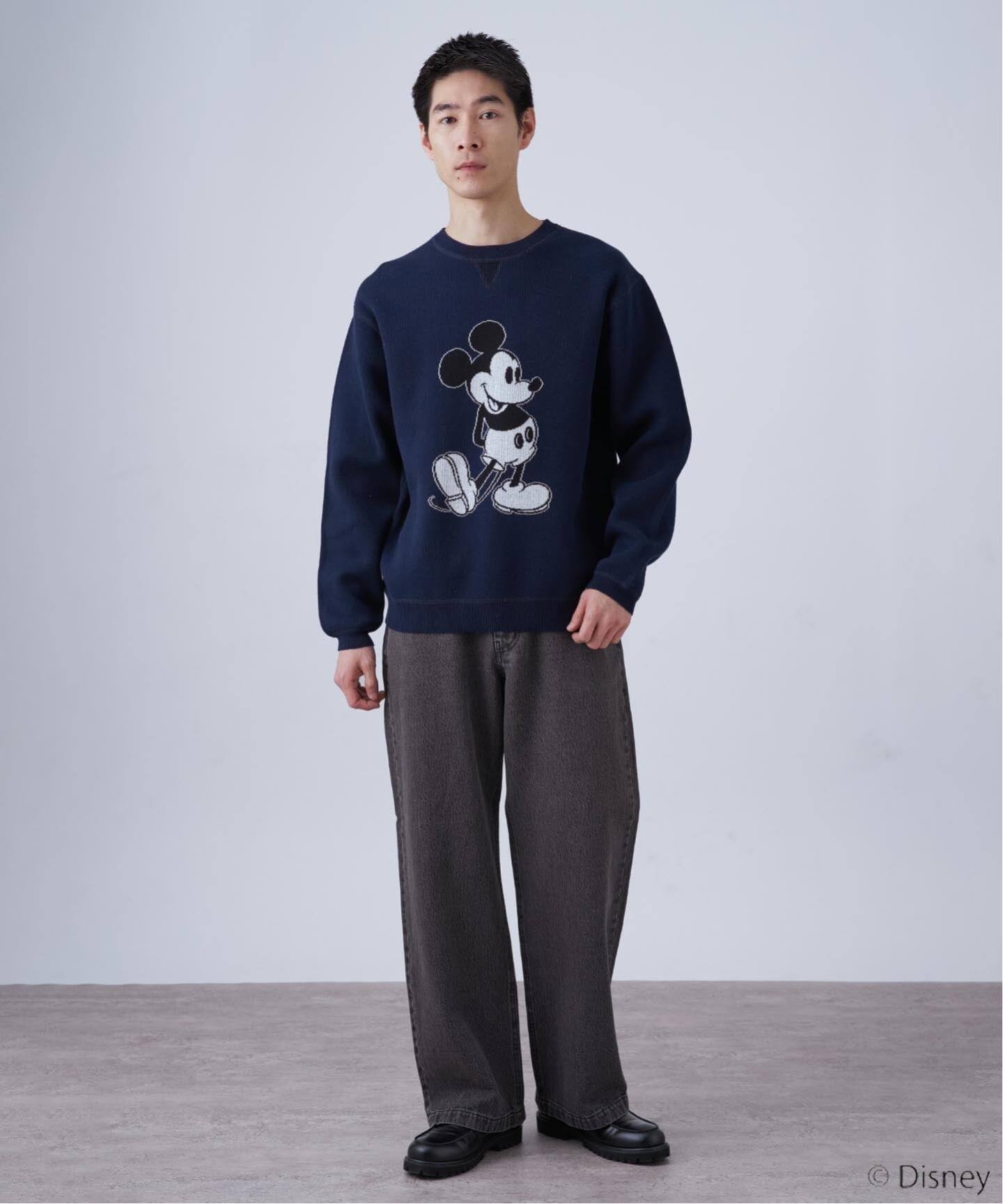 【サックスブルー】MICKEY/ミッキー/スウェットライクニット B.C STOCK（ベーセーストック） セーター ニット MICKEY/ミッキー