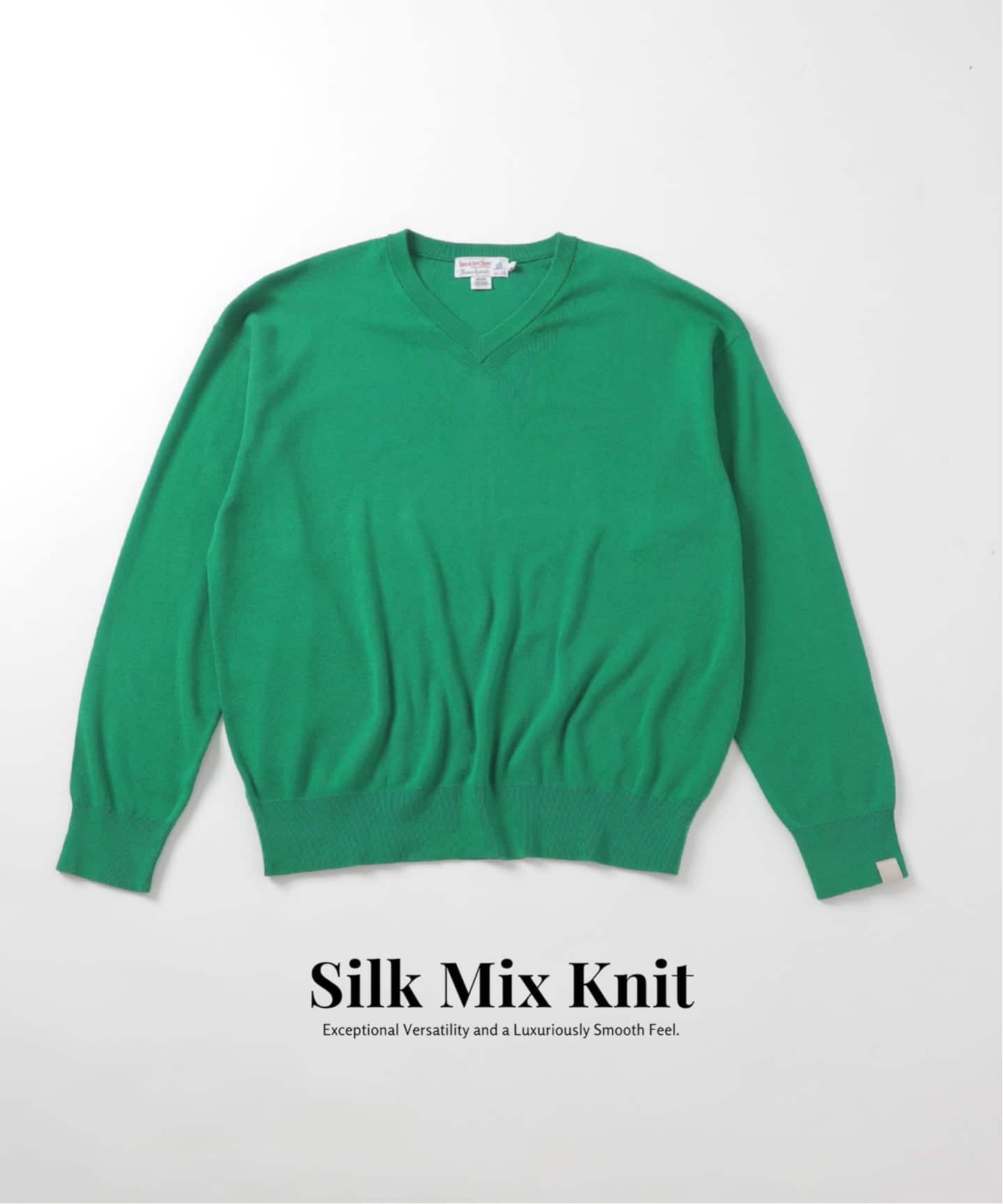 美品ワック　ロゴニットセーター　グリーン　高伸縮快適　スポーツ対応軽量素材希少色 SILK MIX V NECK PULLOVER（ニット／セーター）｜B.C STOCK（ベーセー