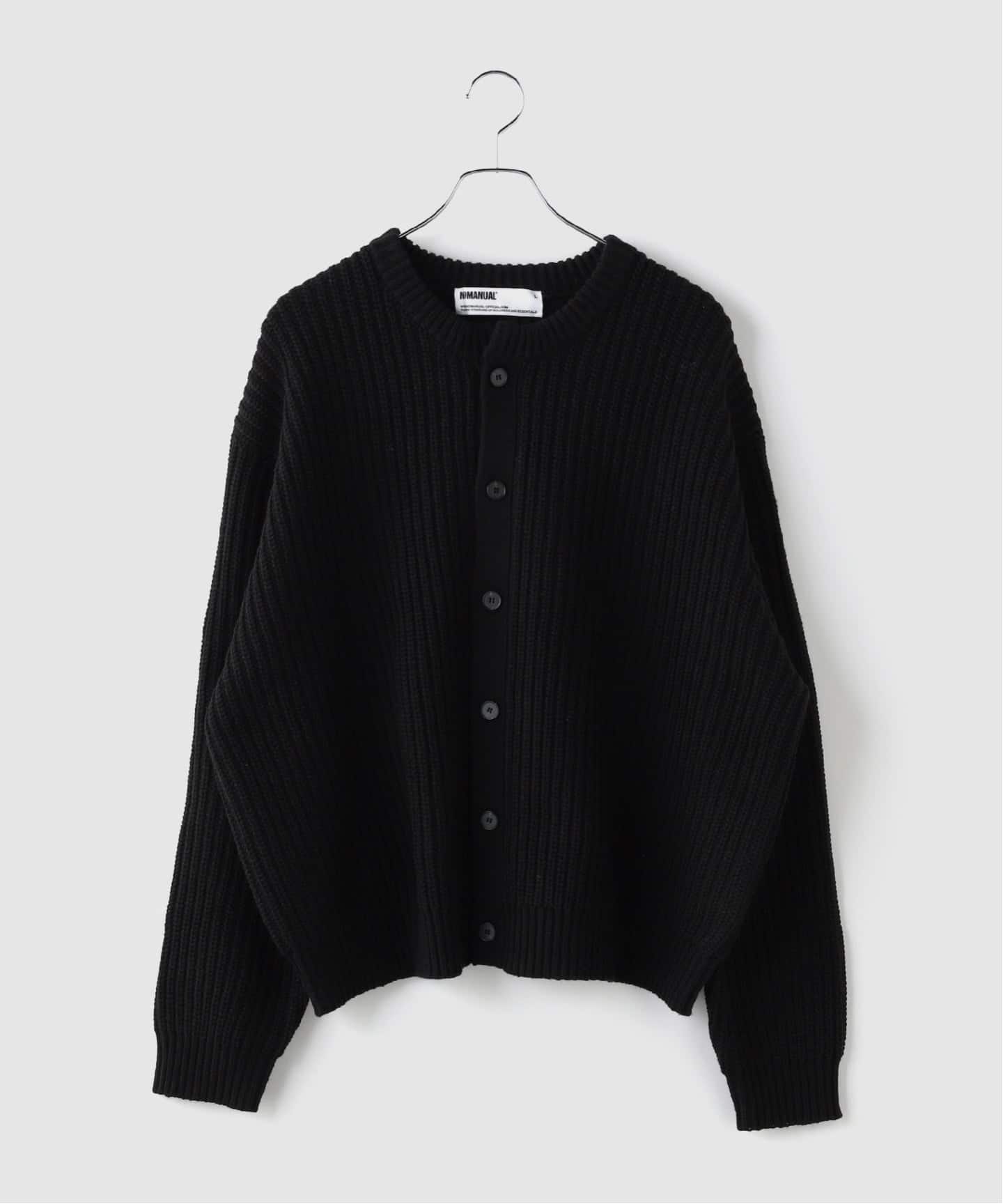 ennoy エンノイ BUTTON CARDIGAN カーディガン BLACK NOMANUAL / ノーマニュアル EASE ROUND NECK CARDIGAN（カーディガン